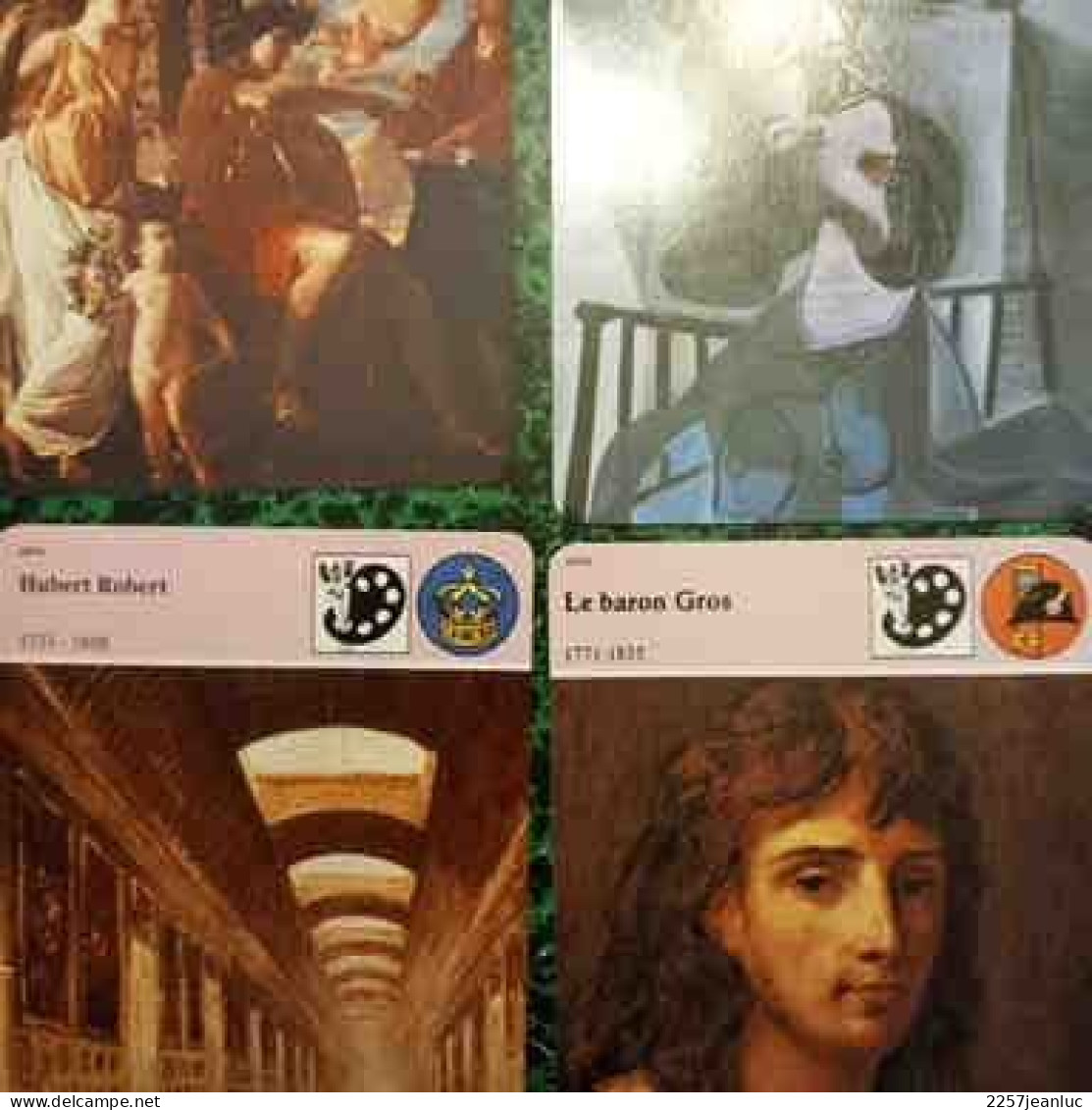 4 Fiches Illustrées    Peintures  De Pablo Picasso  * Nicolas Poussin * Hubert Robert & Le Baron Gros - Geschiedenis