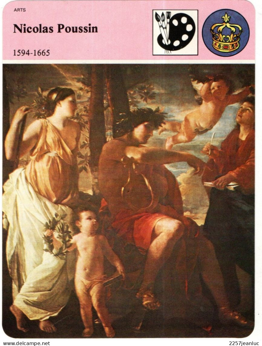 4 Fiches Illustrées    Peintures  De Pablo Picasso  * Nicolas Poussin * Hubert Robert & Le Baron Gros - Geschiedenis