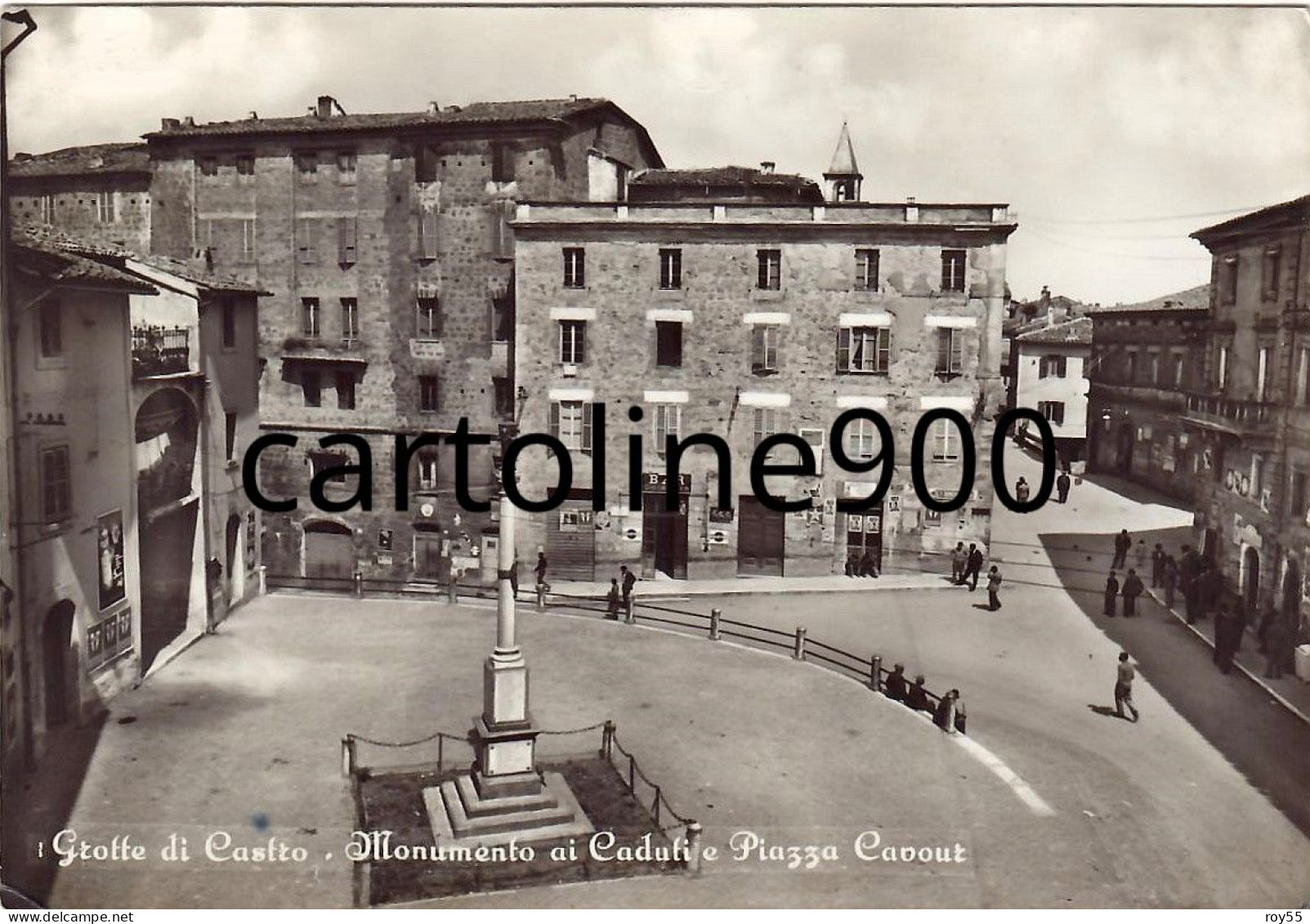 Lazio-viterbo-grotte Di Castro Piazza Cavour E Monumento Ai Caduti Veduta Anni 50 - Andere & Zonder Classificatie