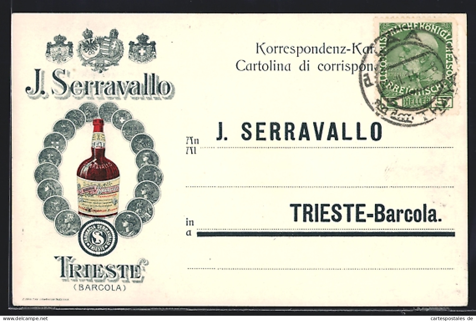 AK Reklame J. Serravallo Trieste, Vino De China  - Pubblicitari
