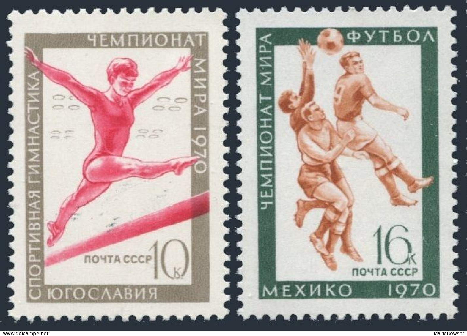 Russia 3745-3746, MNH. Mi 3771-3772. Gymnastics, Ljubljana, Soccer, Mexico-1970. - Ongebruikt