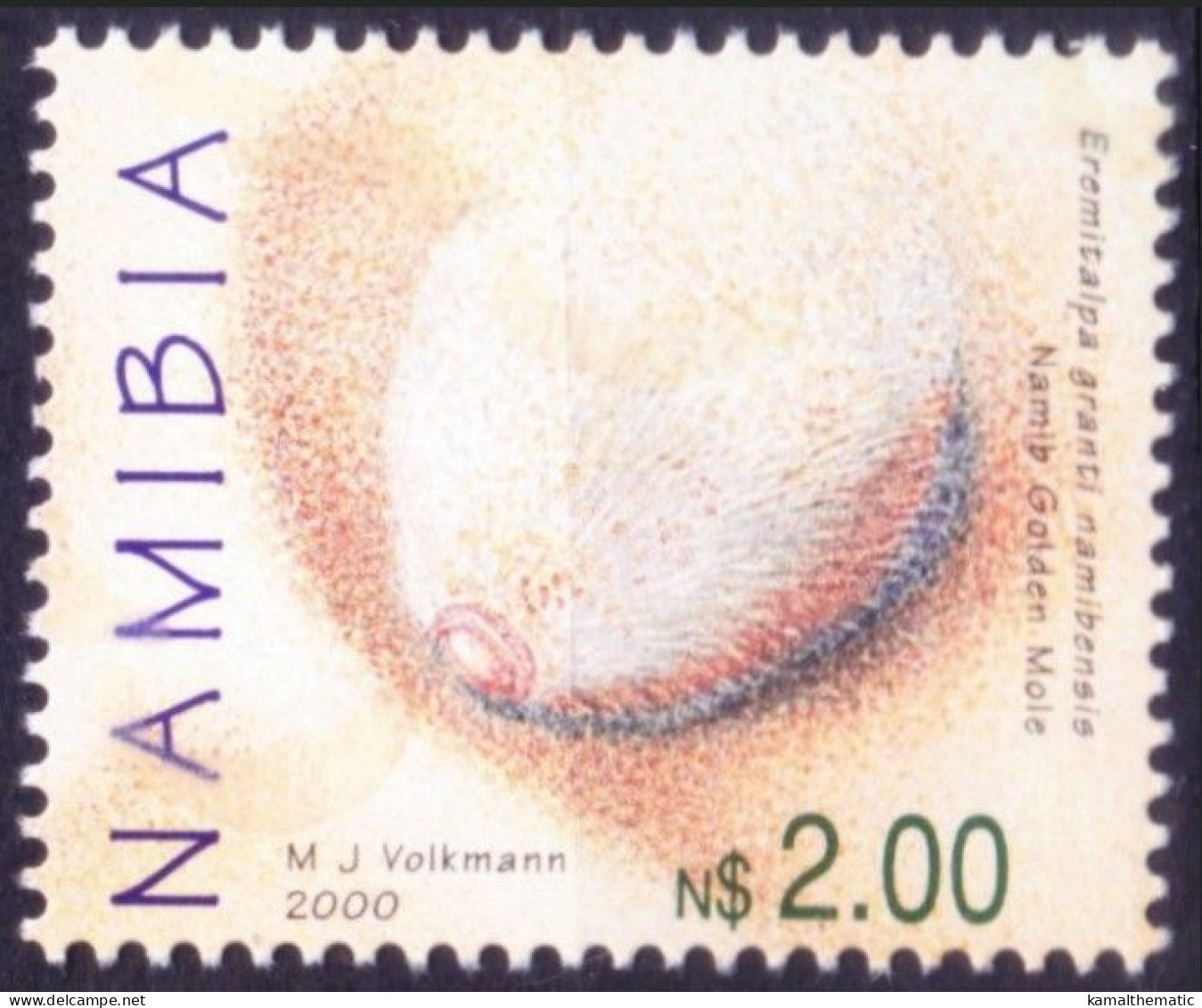 Namibia 2000 MNH, Grant's Golden Mole, Animals, Odd Embossed - Autres & Non Classés