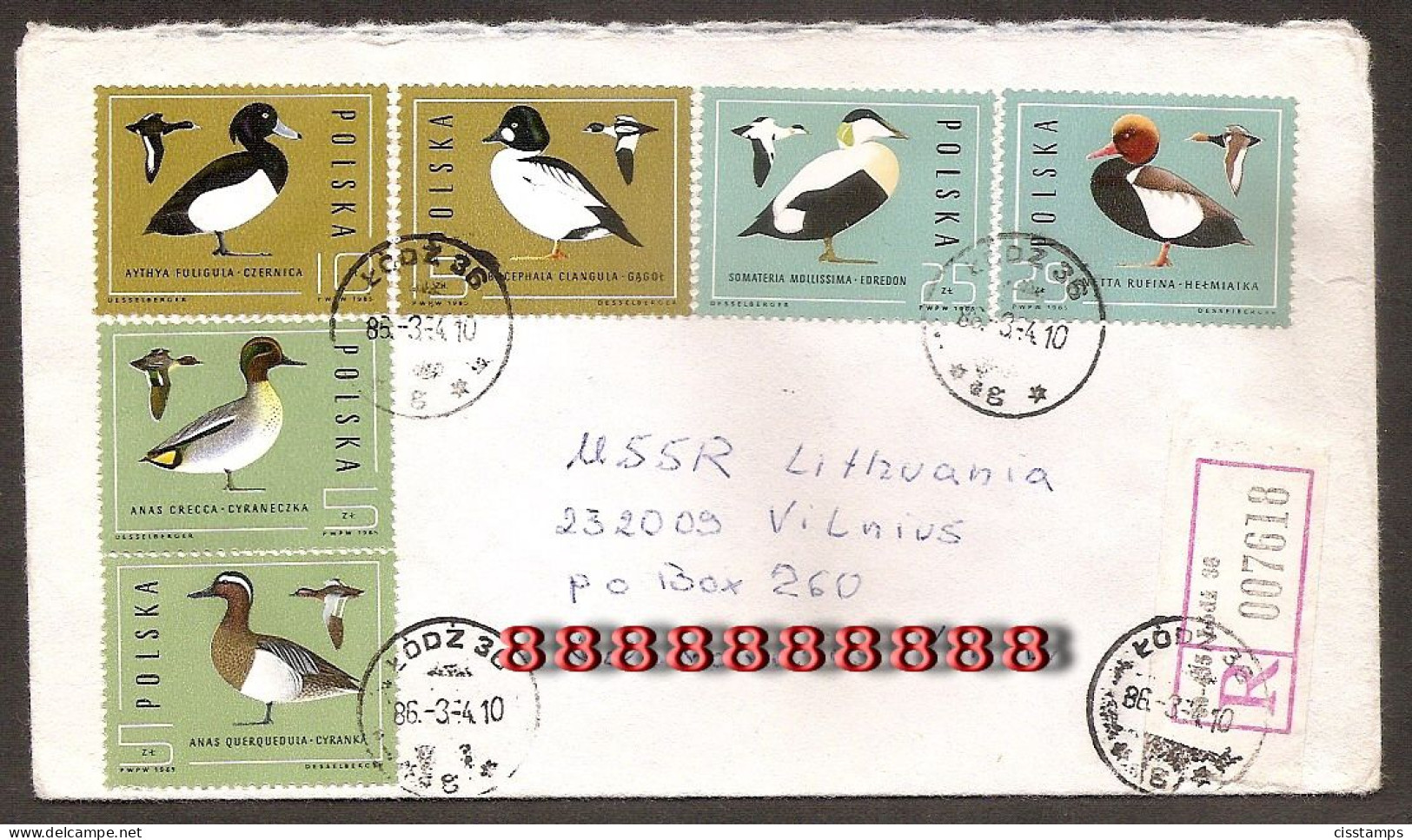 Poland 1985●Ducks●Birds●compl. Set On R-Cover - Brieven En Documenten