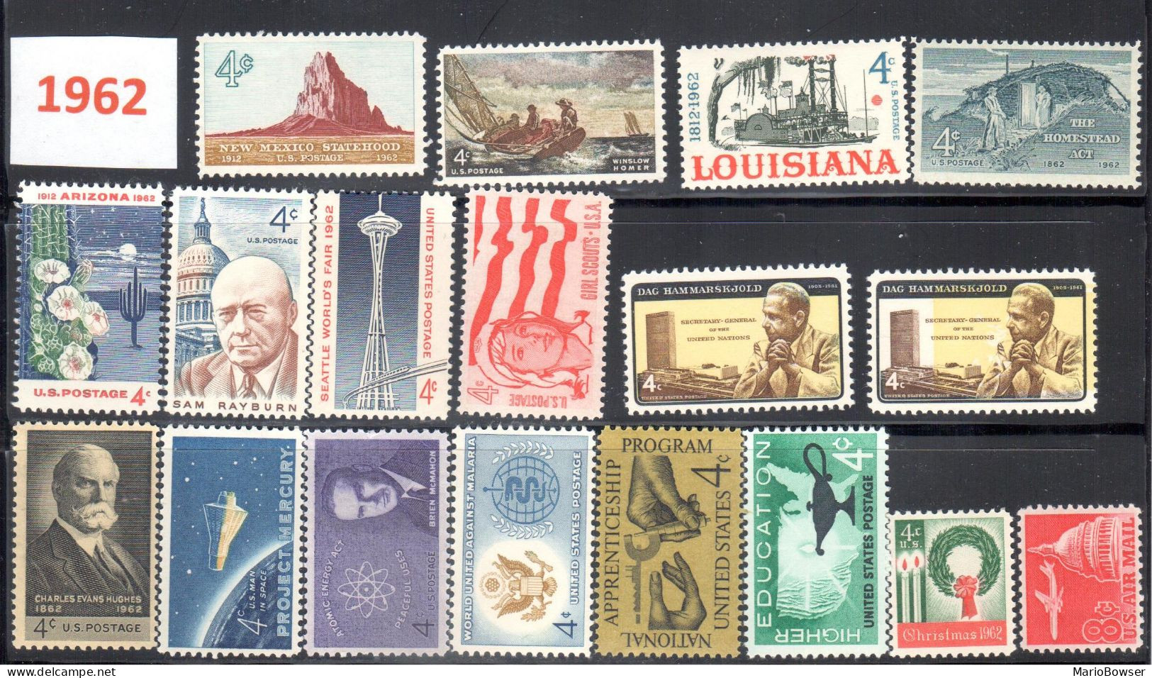 USA 1962 Full Year Commemorative MNH Stamps Set 18 Stamps With Airmail - Années Complètes