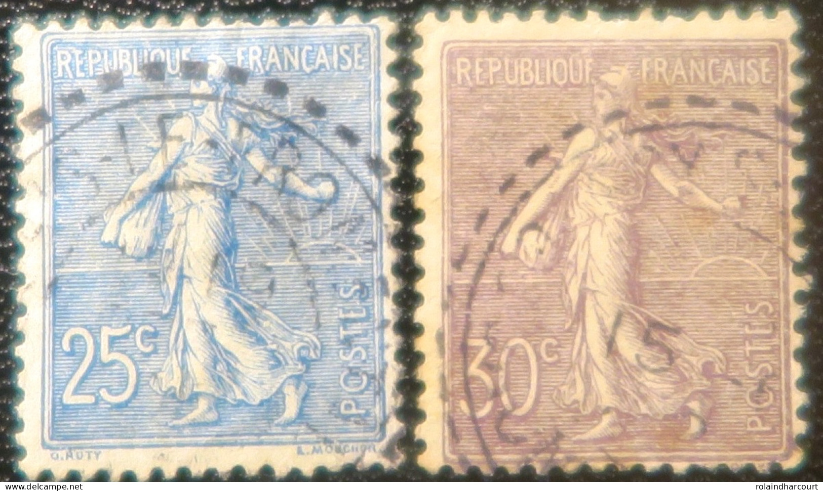 R1311/3118 - FRANCE - 1903 - TYPE SEMEUSE LIGNEE - N°132 à 133 Oblitérés - 1903-60 Säerin, Untergrund Schraffiert