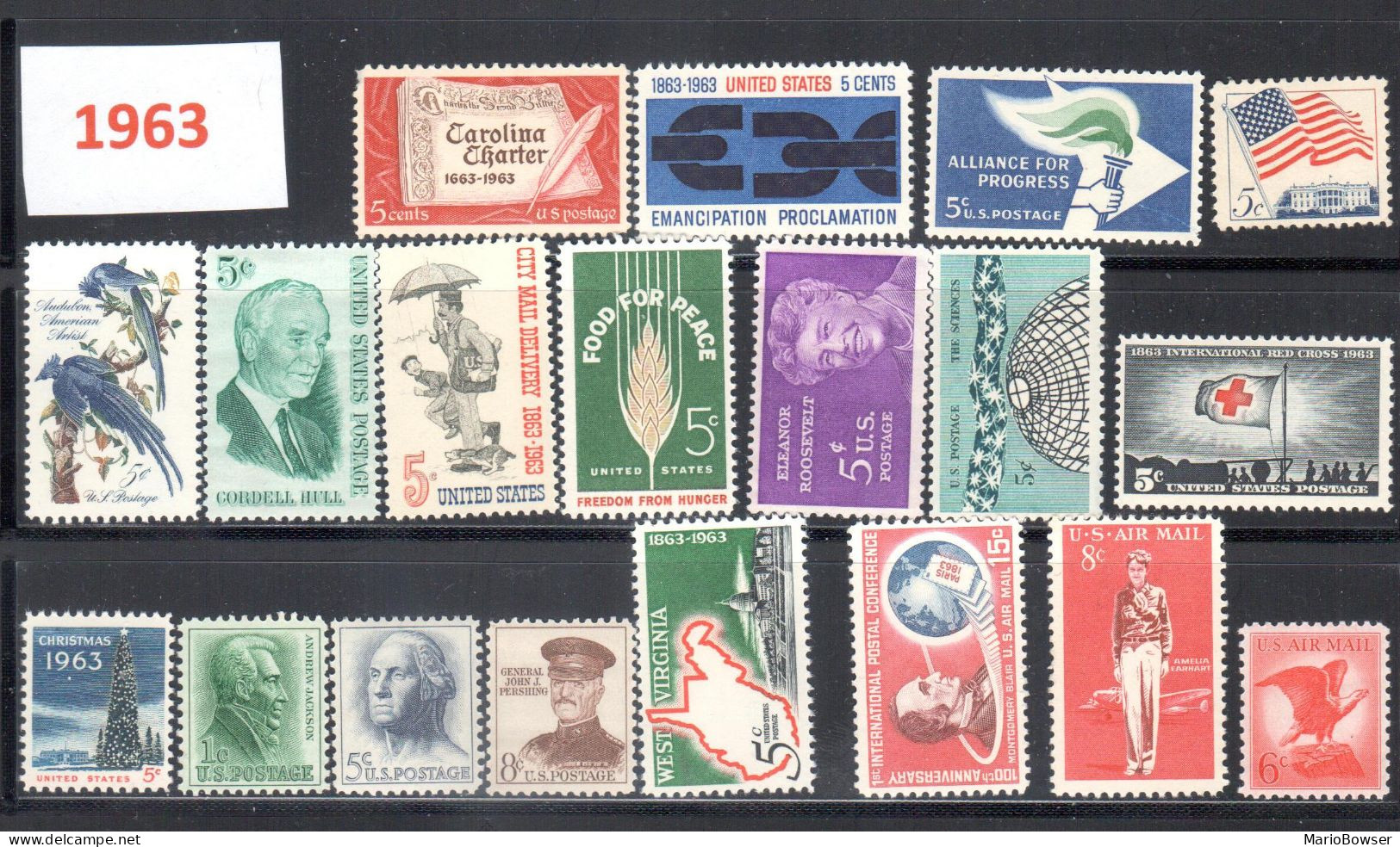 USA 1963 Full Year Commemorative MNH Stamps Set 19 Stamps With Airmail - Ganze Jahrgänge