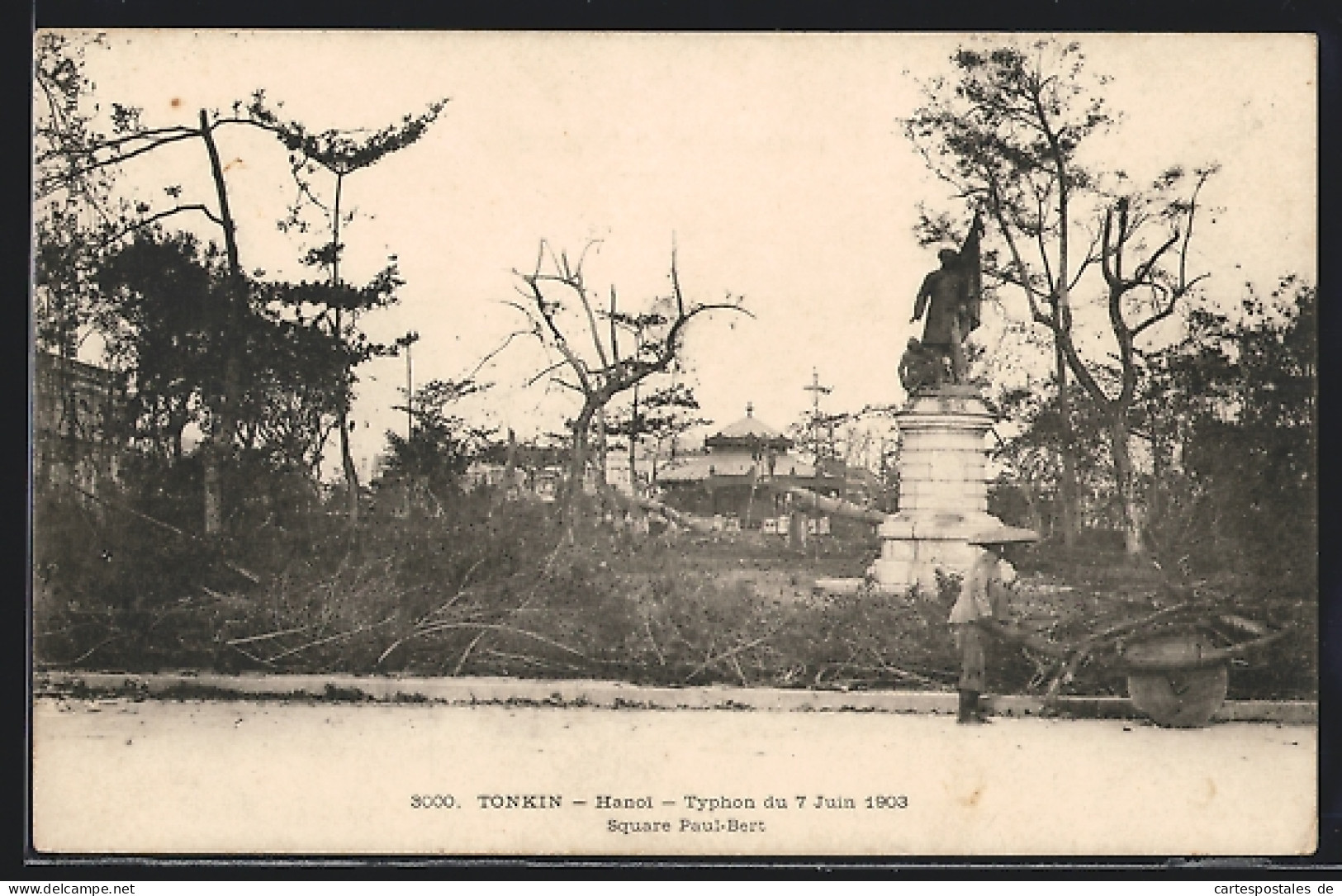 AK Hanoi, Typhon Du 7 Juin 1903, Square Paul-Bert  - Viêt-Nam