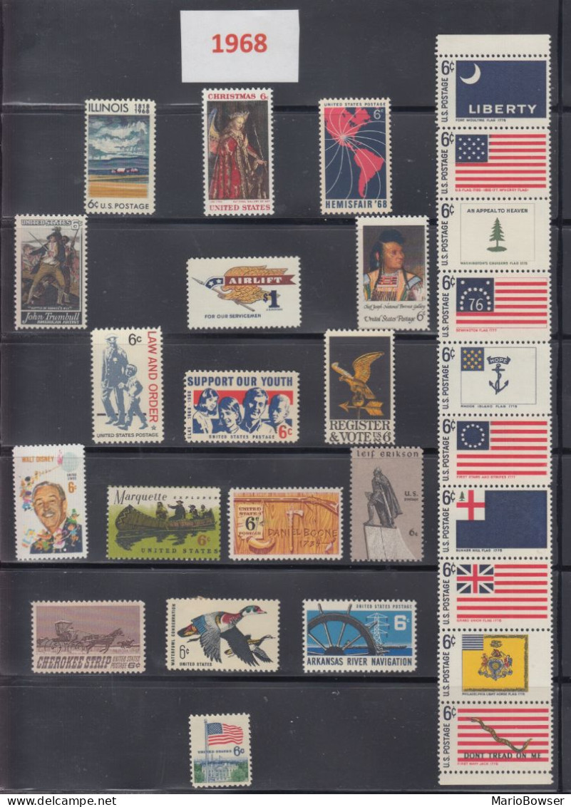 USA 1968 Full Year Commemorative MNH Stamps Set SC# 1338-1364 With 27 Stamps - Annate Complete