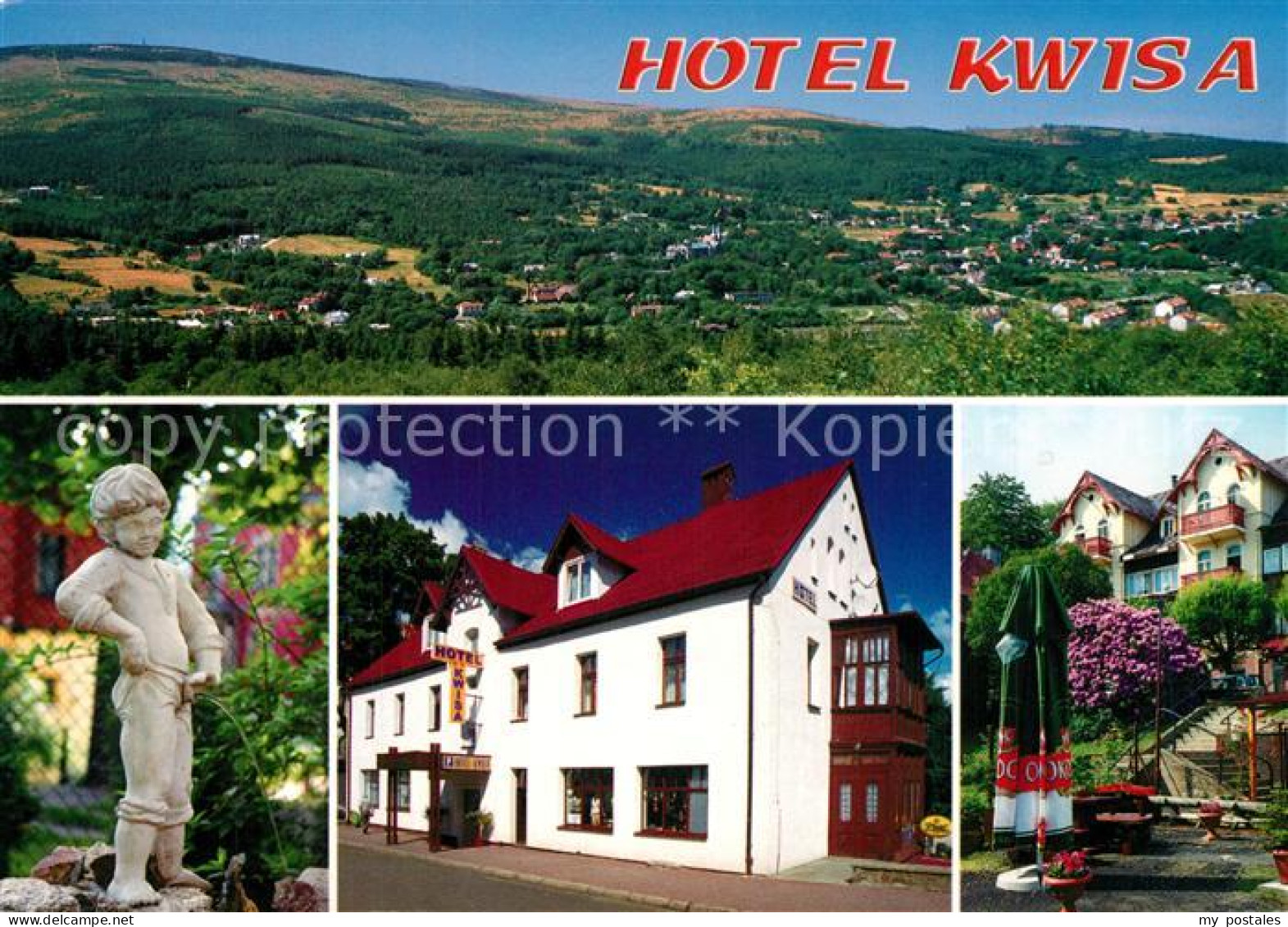 73280538 Swieradow Zdroj Bad Flinsberg Panorama Hotel Kwisa Brunnenfigur Garten  - Poland