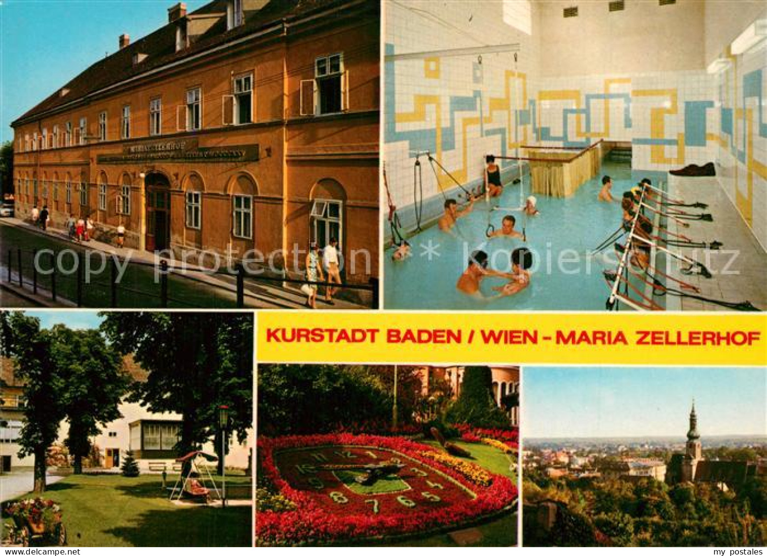 73280511 Baden Wien Mariazellerhof Unterwassertherapie Park Blumenuhr Stadtblick - Altri & Non Classificati