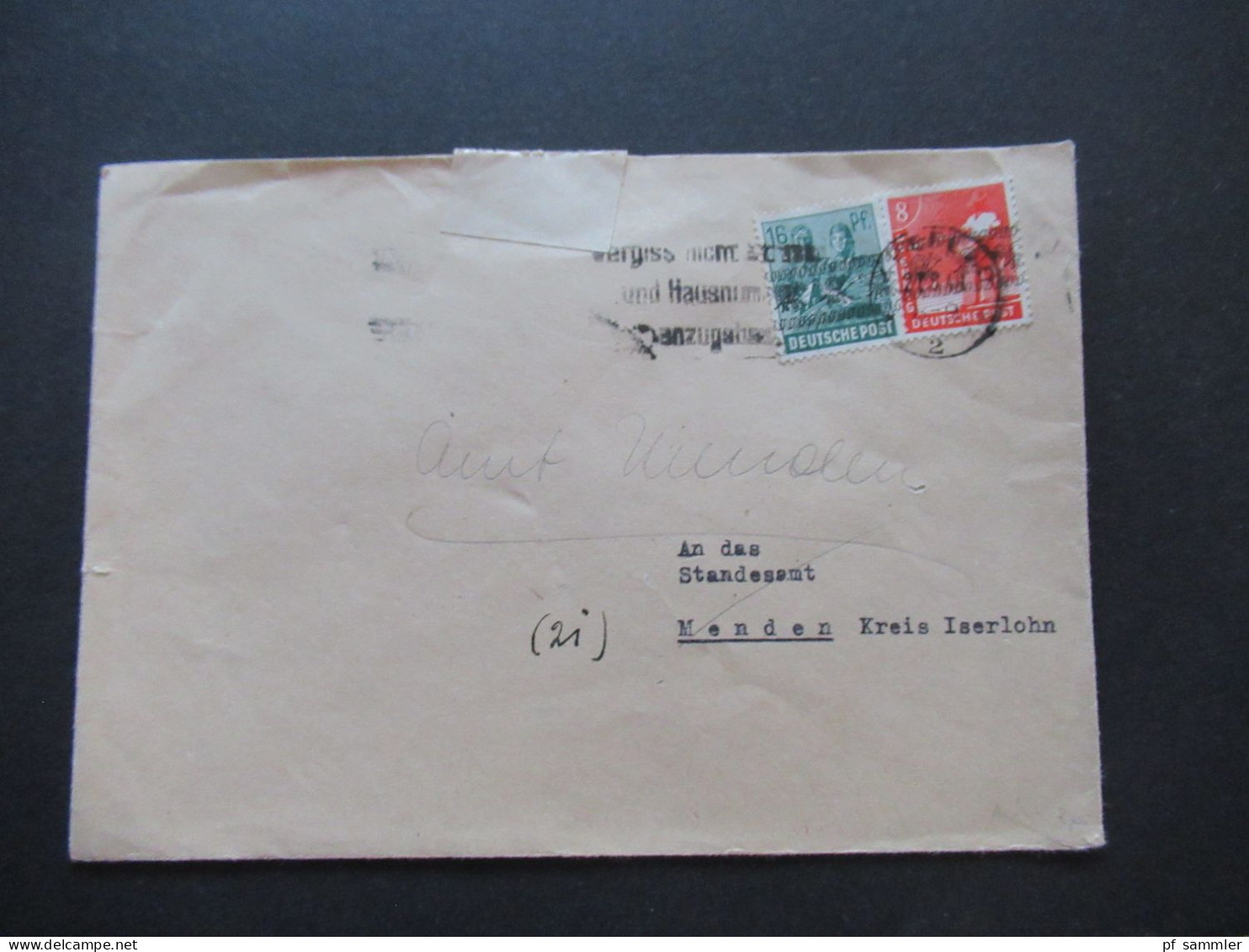 1948 Bizone Bandaufdruck Nr.38 I Und 42 I MiF Fernbrief Krefeld - Menden Kreis Iserlohn - Storia Postale