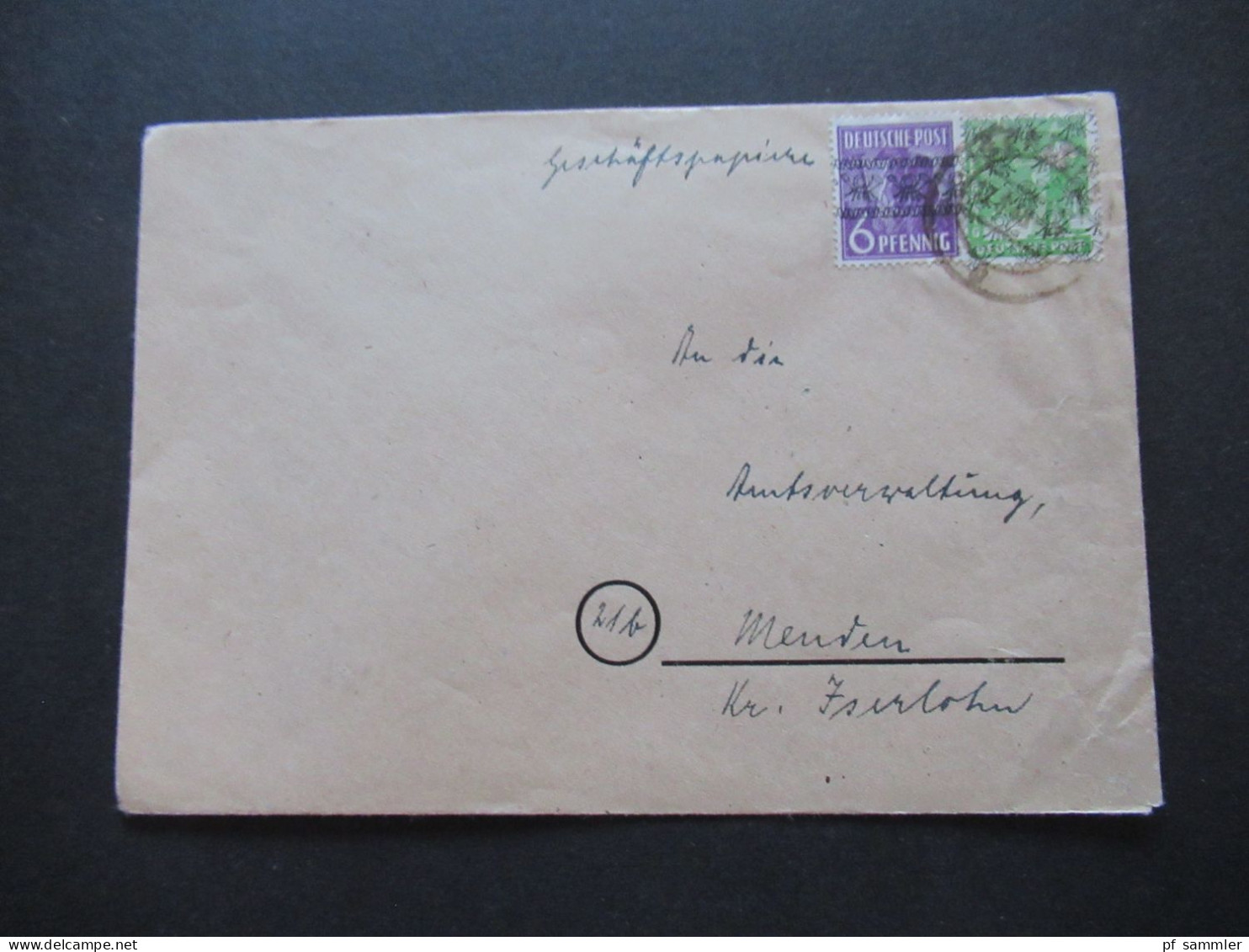 1948 Bizone Band / Netzaufdruck MiF Nr.37 I Und 39 II Geschäftspapiere Umschlag Stadtwerke Iserlohn I.W. - Menden - Storia Postale