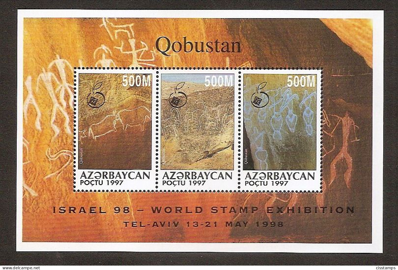 Azerbaijan 1998● Ovpt. “Israel 98 Stamp Exhibition” On Cave Paintings●●Höhlenmalereien●Mi420-22 MNH - Azerbaïdjan