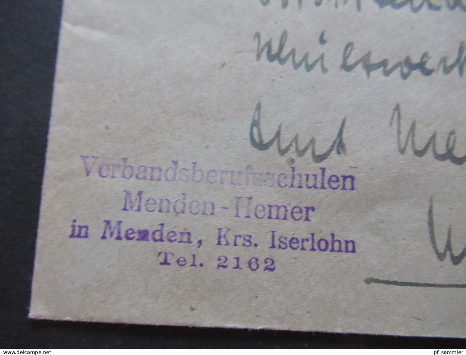 1948 Bizone Netzaufdruck MiF Nr.42 II EF Abs. Stempel Verbandsberufschulen Menden - Hemer In Menden / Ortsbrief - Brieven En Documenten