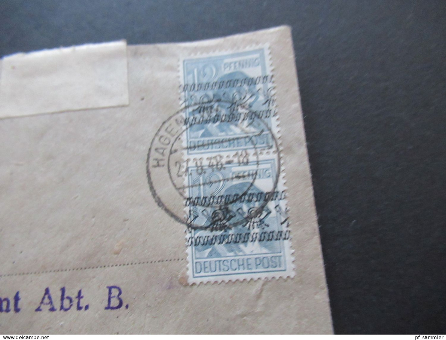 27.8.1948 Bizone Nr.40 I (2) MeF Stempel Gewerbeaufsichtsamt Hagen In Westfalen An Das Ernährungsamt In Menden - Lettres & Documents