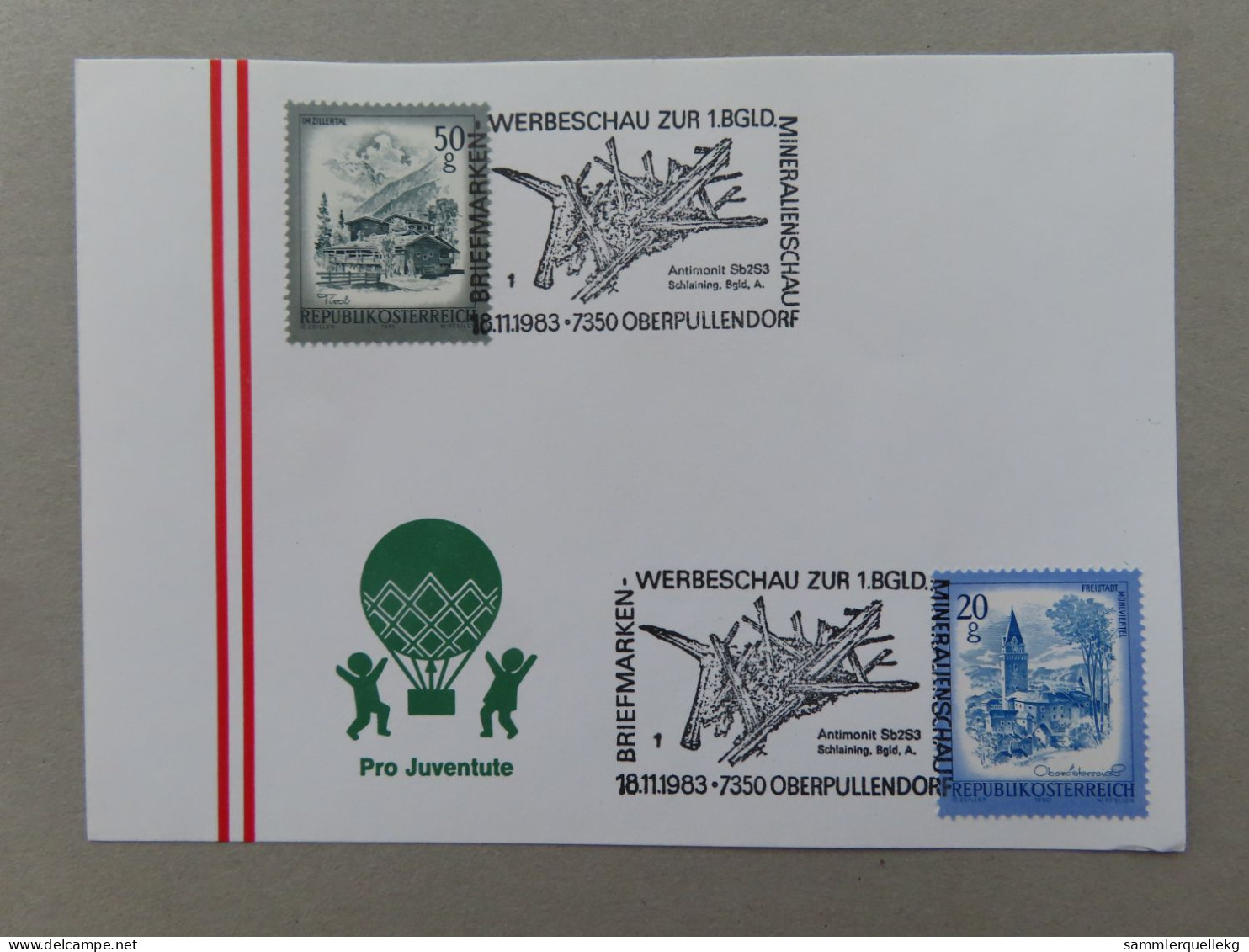 Österreich Pro Juventute - Mit Sonderstempel 18. 11. 1983 Oberpullendorf, Werbeschau 1. BGLD. Mineralienschau (Nr.1397) - Other & Unclassified