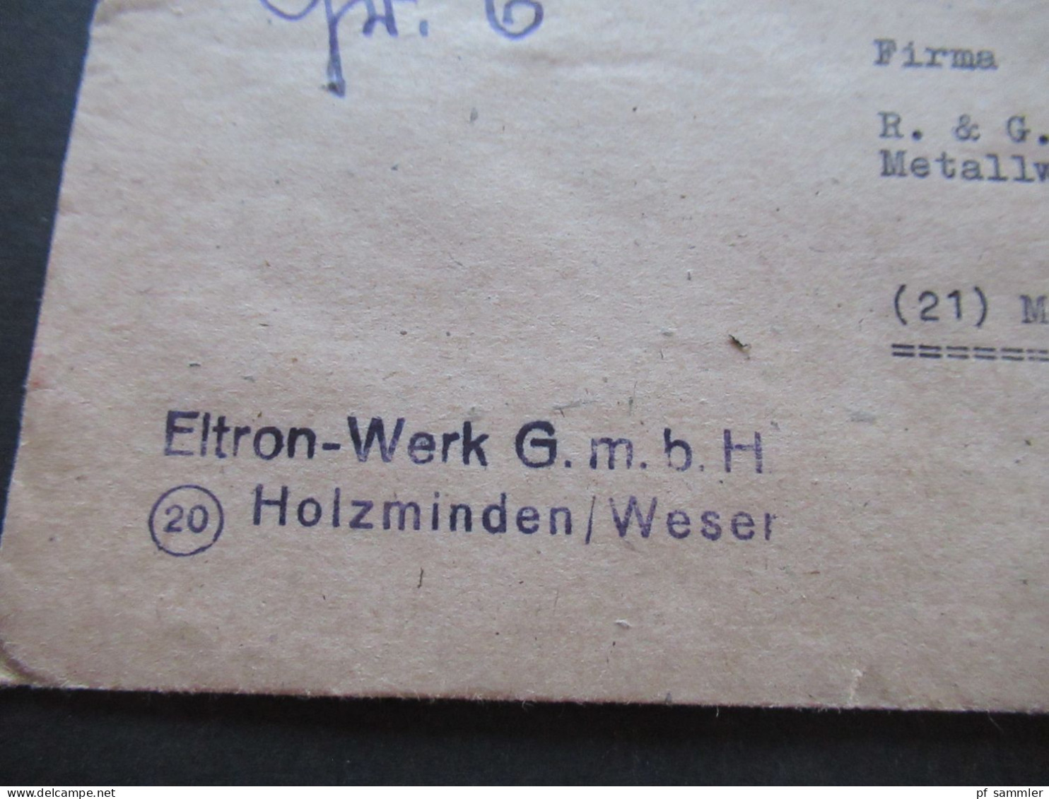 Kontrollrat Mi.Nr.949 EF Mit Bahnpost Stempel Braunschweig Firmen Stempel Eltron Werk GmbH Holzminden Weser - Storia Postale