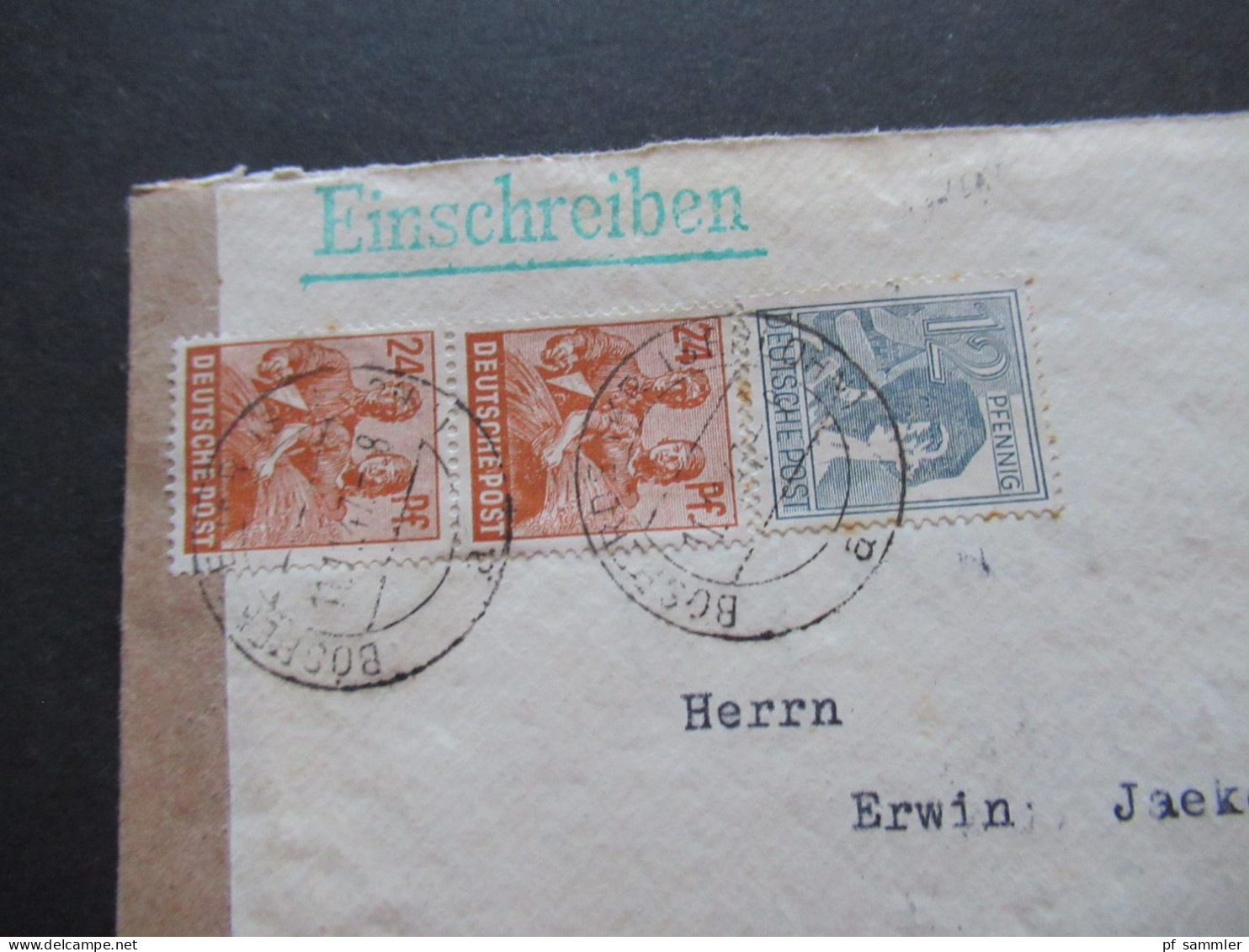 Kontrollrat 1947 Arbeiter / Ziffer MiF Einschreiben Bösperde (Kr. Iserlohn) - Straubing Bayern Gesendet Mit Ank. Stempel - Briefe U. Dokumente