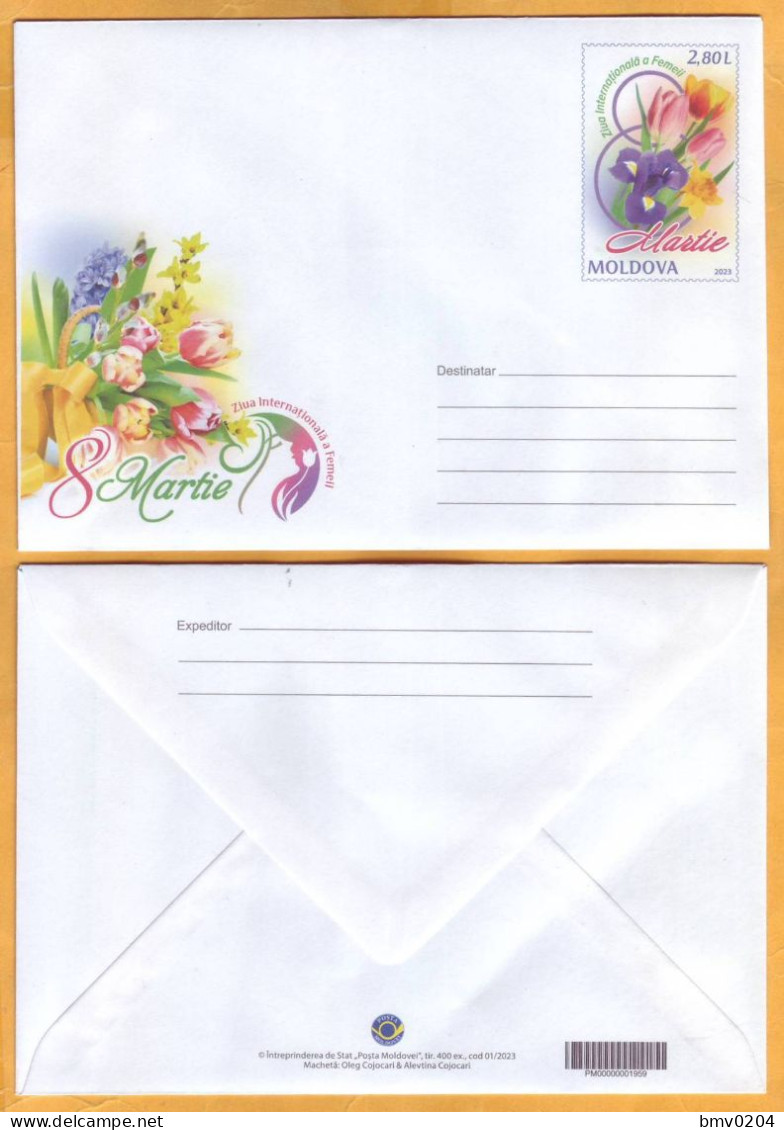 2023 Moldova Moldavie Stamped Envelope ”8 March – International Women’s Day”  Flora, Flowers, Tulips - Moldavië