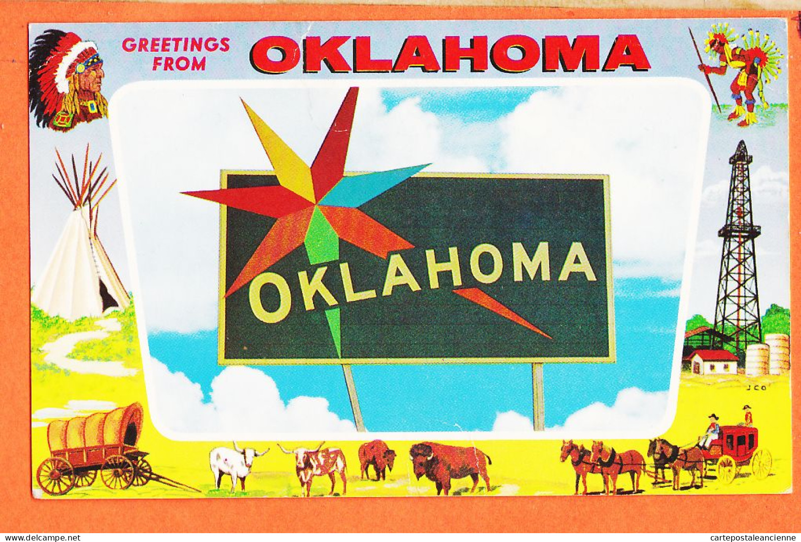 08095 / ⭐ ◉ Greetings From OKLAHOMA 1950s Color Photo By Steve DODSON SCC-188 - Other & Unclassified