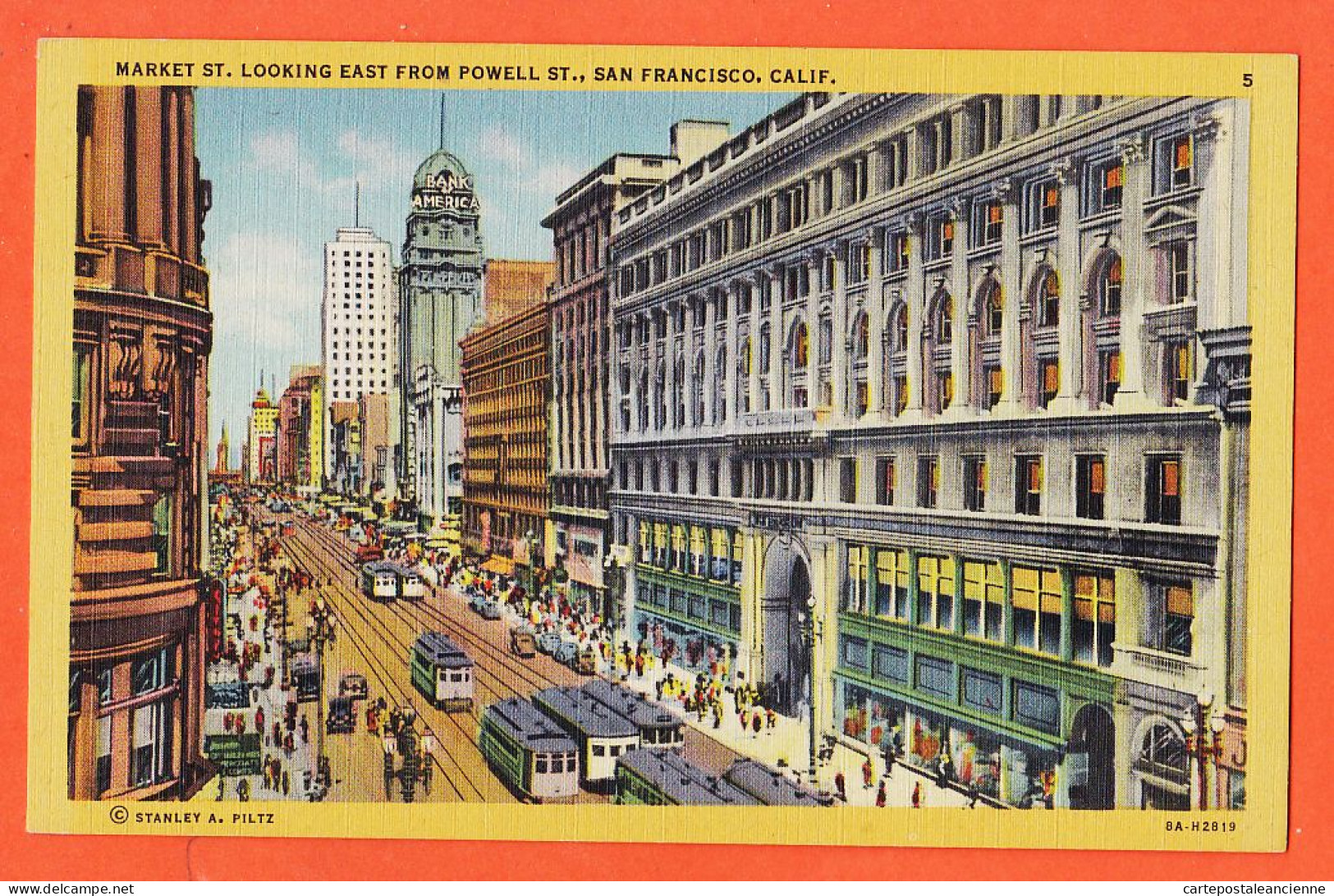 08067 ● Carte Toilée SAN-FRANCISCO California Market ST Looking East From POWELL ST. 1950s 8A-H2819 - San Francisco