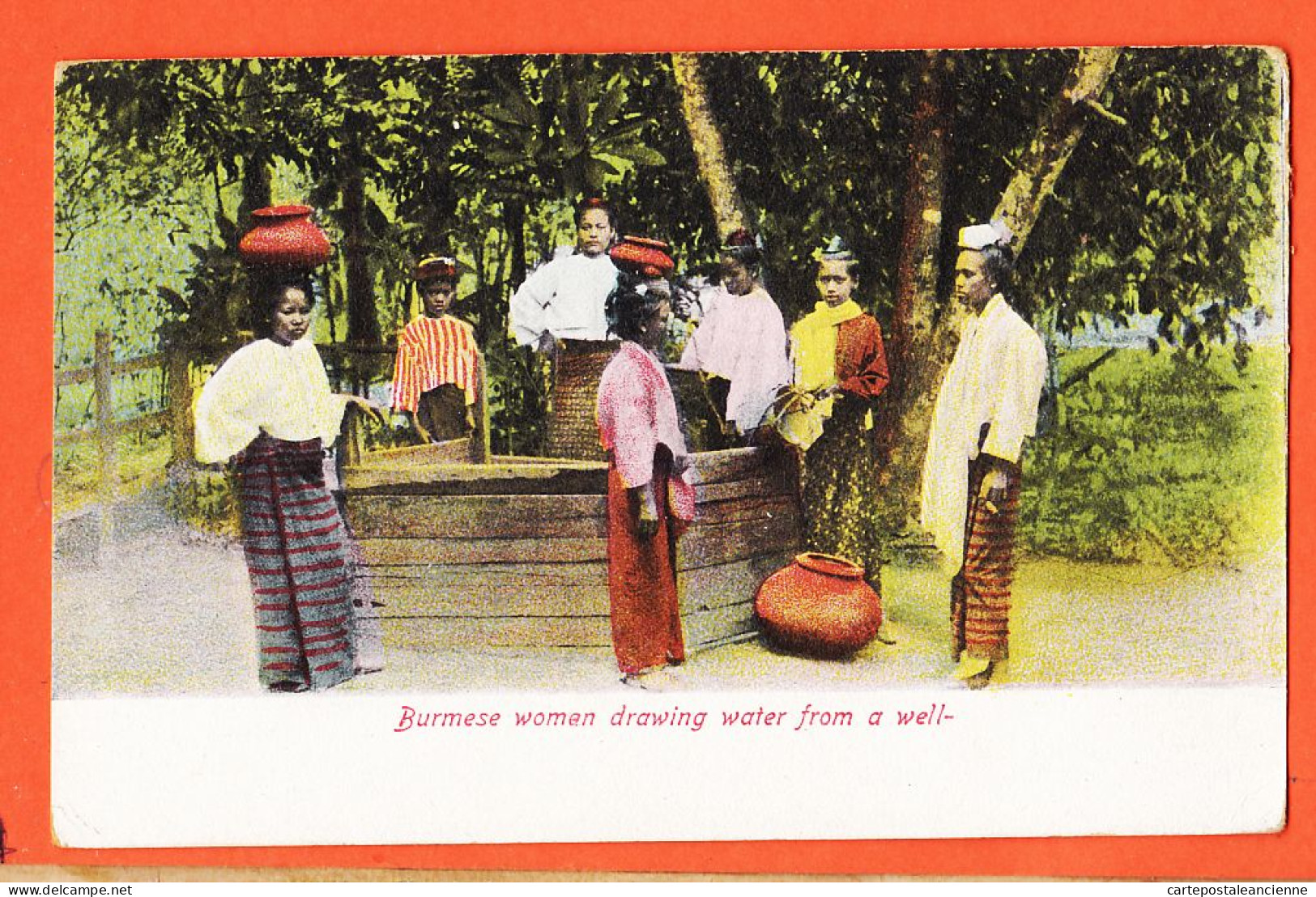 08100 ● Burmese Women Drawing Water From Well 1910s AHUJA N°65 Birmanie Femmes Birmanes Tirant De L'eau Du Puits - Myanmar (Birma)