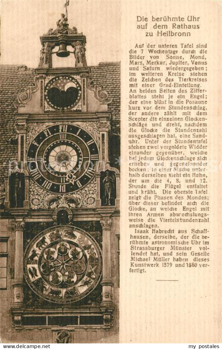 73273031 Heilbronn Neckar Beruehmte Uhr Auf Dem Rathaus Heilbronn Neckar - Heilbronn