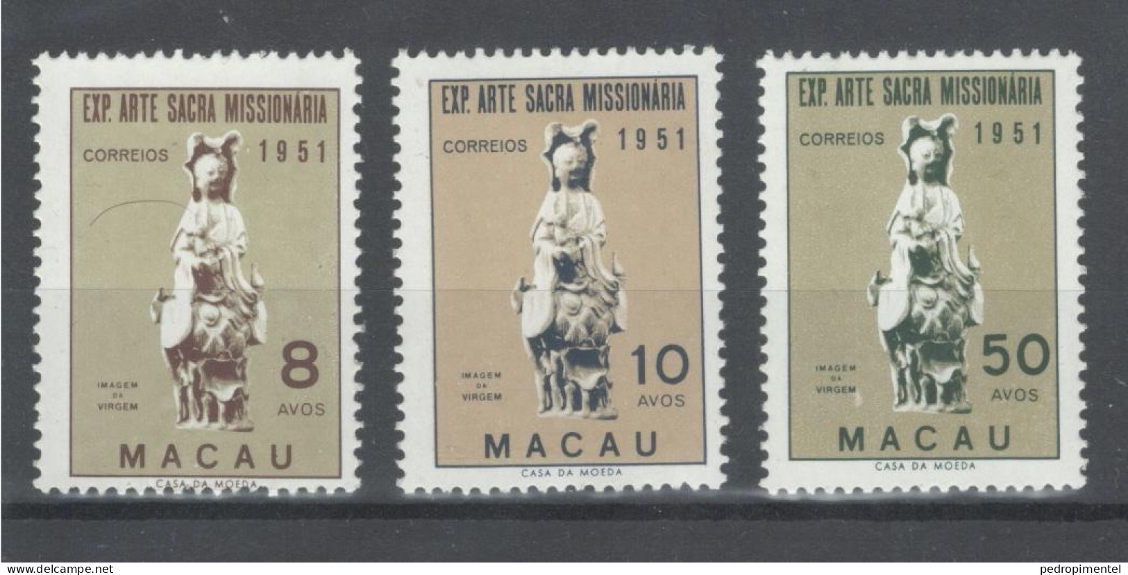 Portugal Macau 1953 "Sacred Art" Condition MH OG  Mundifil #371-373 - Nuovi