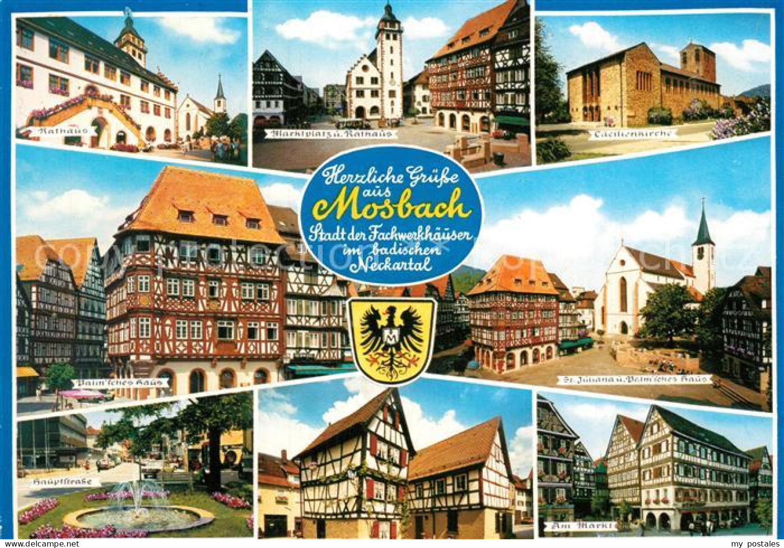 73272962 Mosbach Baden Rathaus Marktplatz Brunnen Caecilienkirche Palmsches Haus - Mosbach