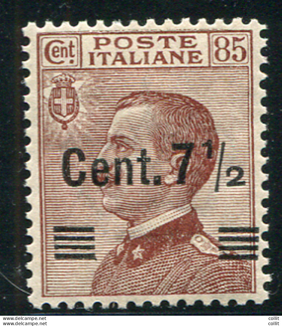 Cent. 7,1/2 Su 85  Varietà Soprastampa Fortemente Spostata - Mint/hinged