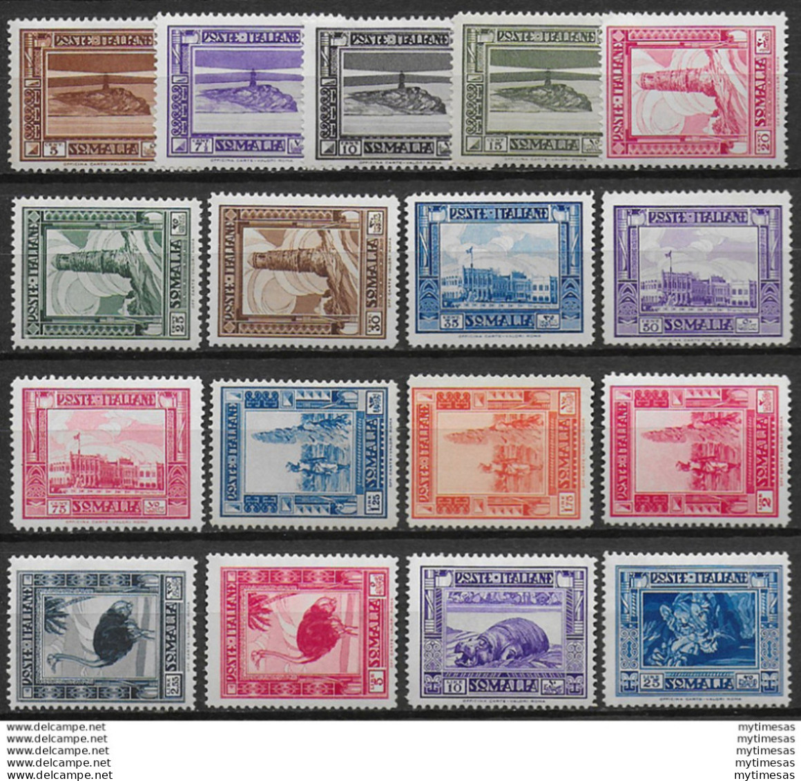 1935-38 Somalia Pittorica D. 14 MNH Sass. N. 213/228+30 - Autres & Non Classés