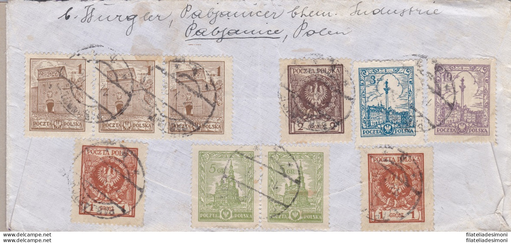 1925 POLONIA , Lettera Per La Svizzera Affrancata Con I 10 Valori Della Serie N° 213/223 - Autres & Non Classés