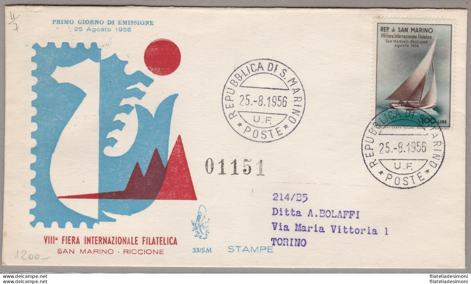 1958 SAN MARINO, N° 475 VENETIA VIAGGIATA - Otros & Sin Clasificación