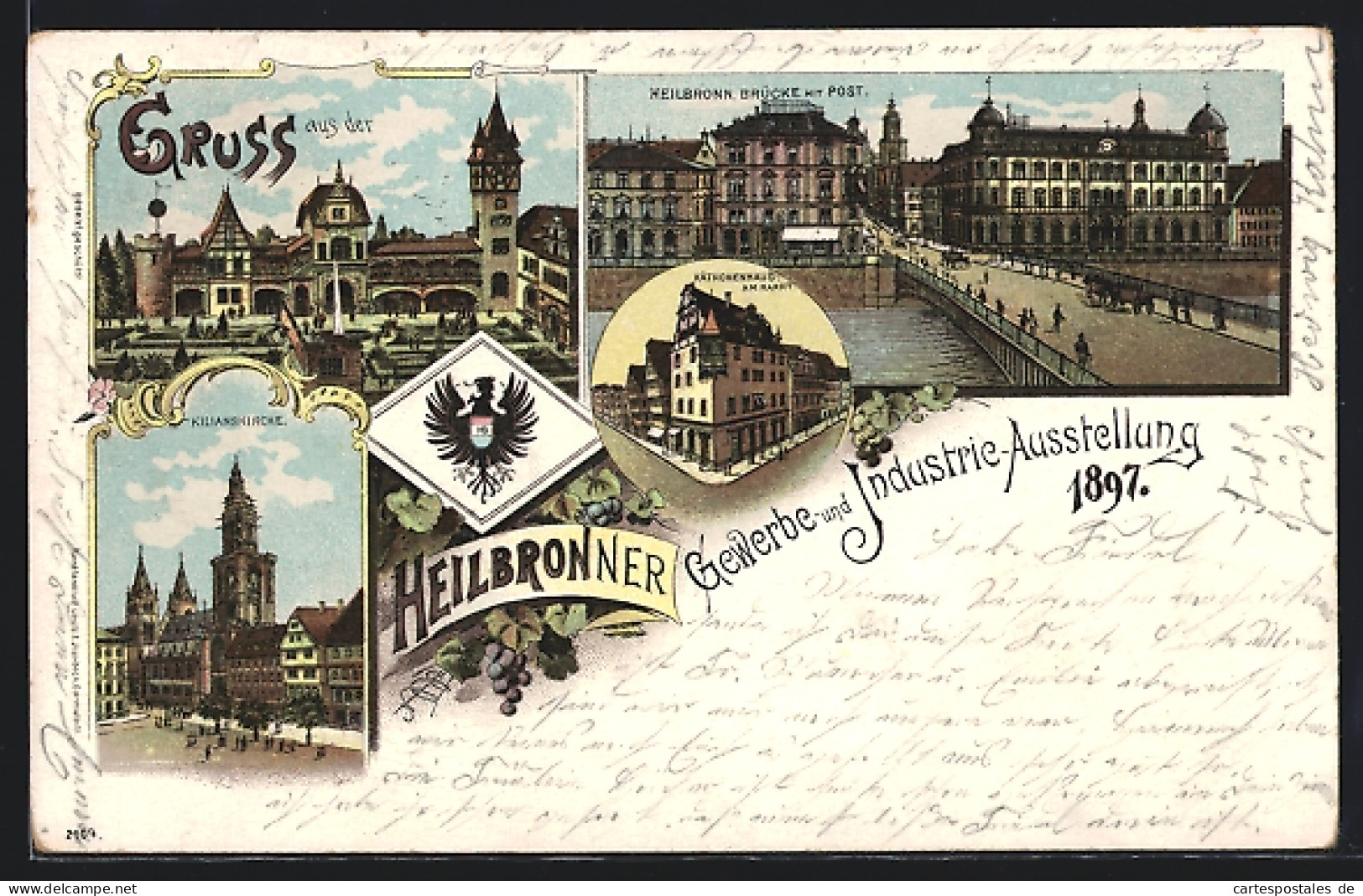 Lithographie Heilbronn, Gewerbe Und Industrie-Ausstellung 1897, Kilianskirche, Ausstellungsbau, Käthchenhaus  - Ausstellungen