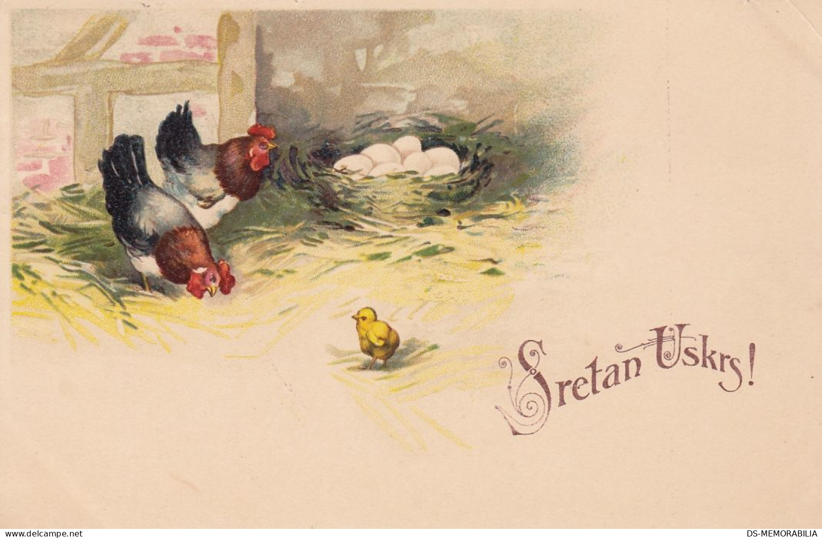 Easter - Chicken Chick Rooster Cock Eggs 1922 - Pâques