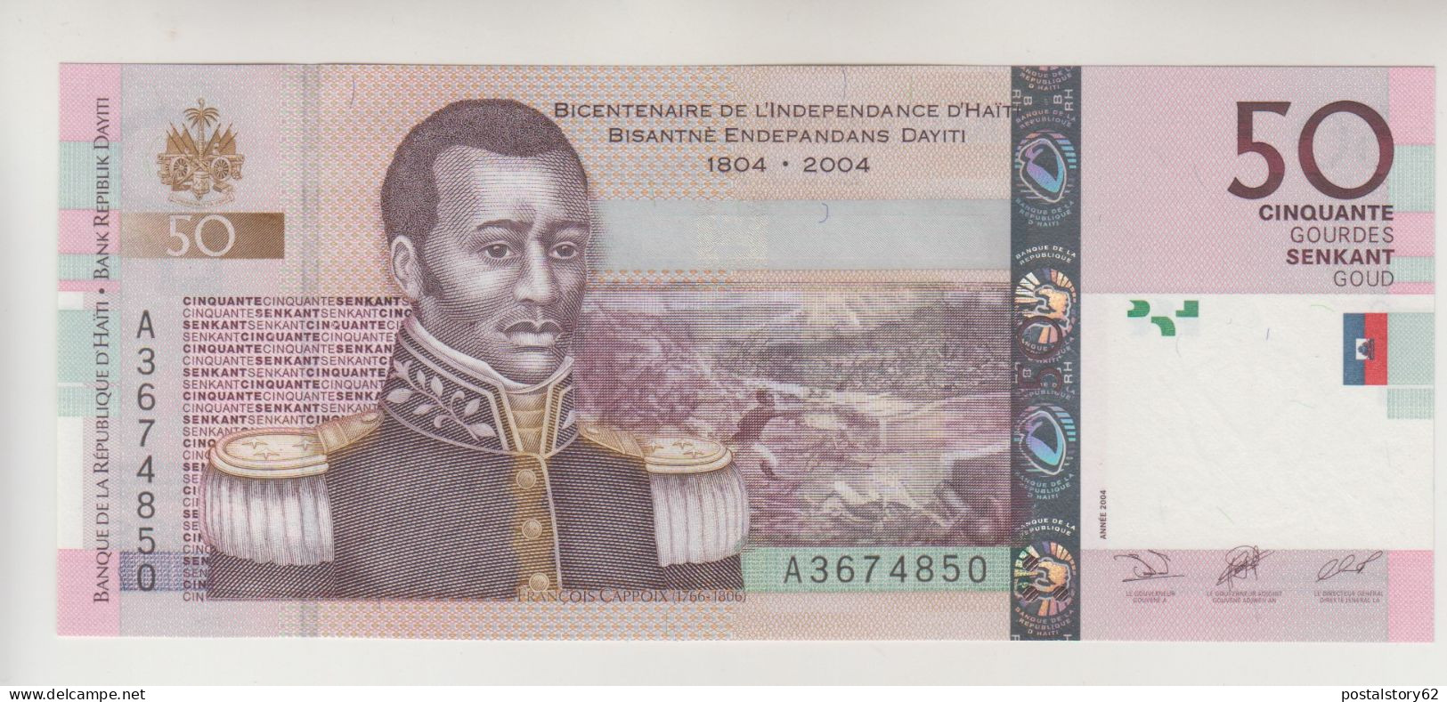 Haiti, Banconota 50 Gourdes Anno 2004  " 200° Of The Indipendence "  Pick # 274a  Unc. - Haiti