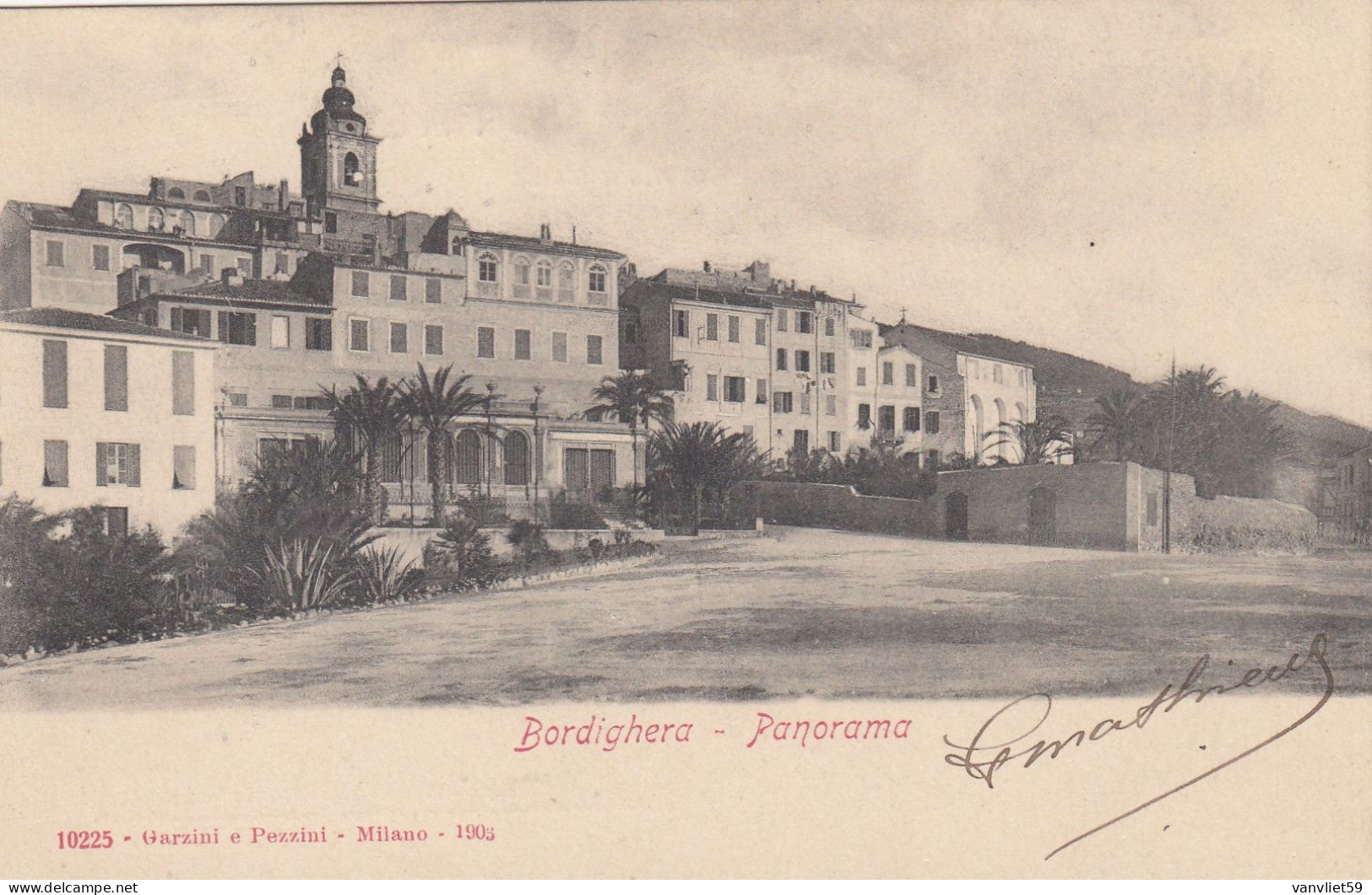 BORDIGHERA-IMPERIA-PANORAMA-CARTOLINA NON VIAGGIATA 1900-1904-RETRO INDIVISO - Imperia