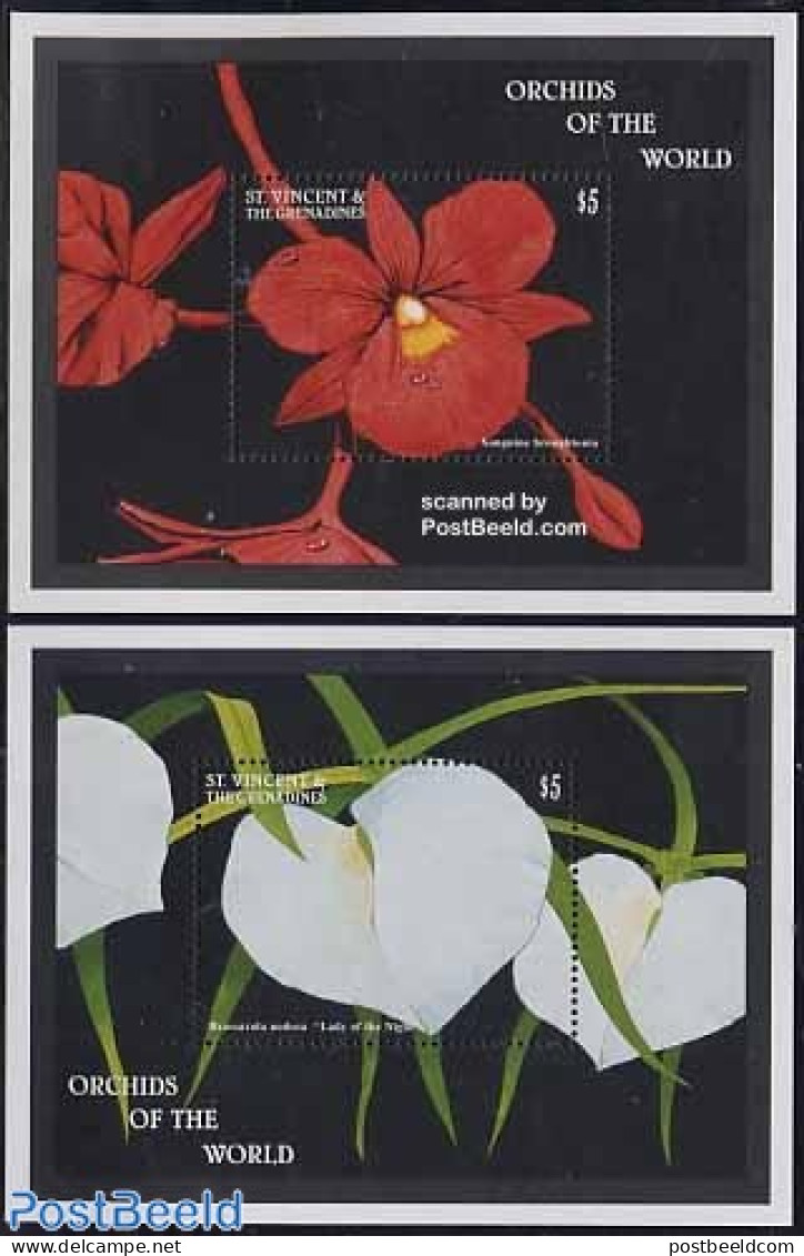 Saint Vincent 1997 Orchids 2 S/s, Mint NH, Nature - Flowers & Plants - Orchids - St.Vincent (1979-...)