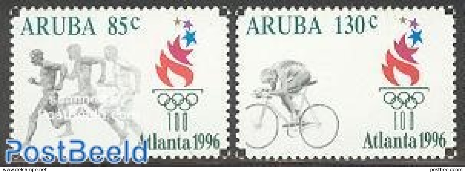Aruba 1996 Olympic Games Atlanta 2v, Mint NH, Sport - Athletics - Cycling - Olympic Games - Athlétisme