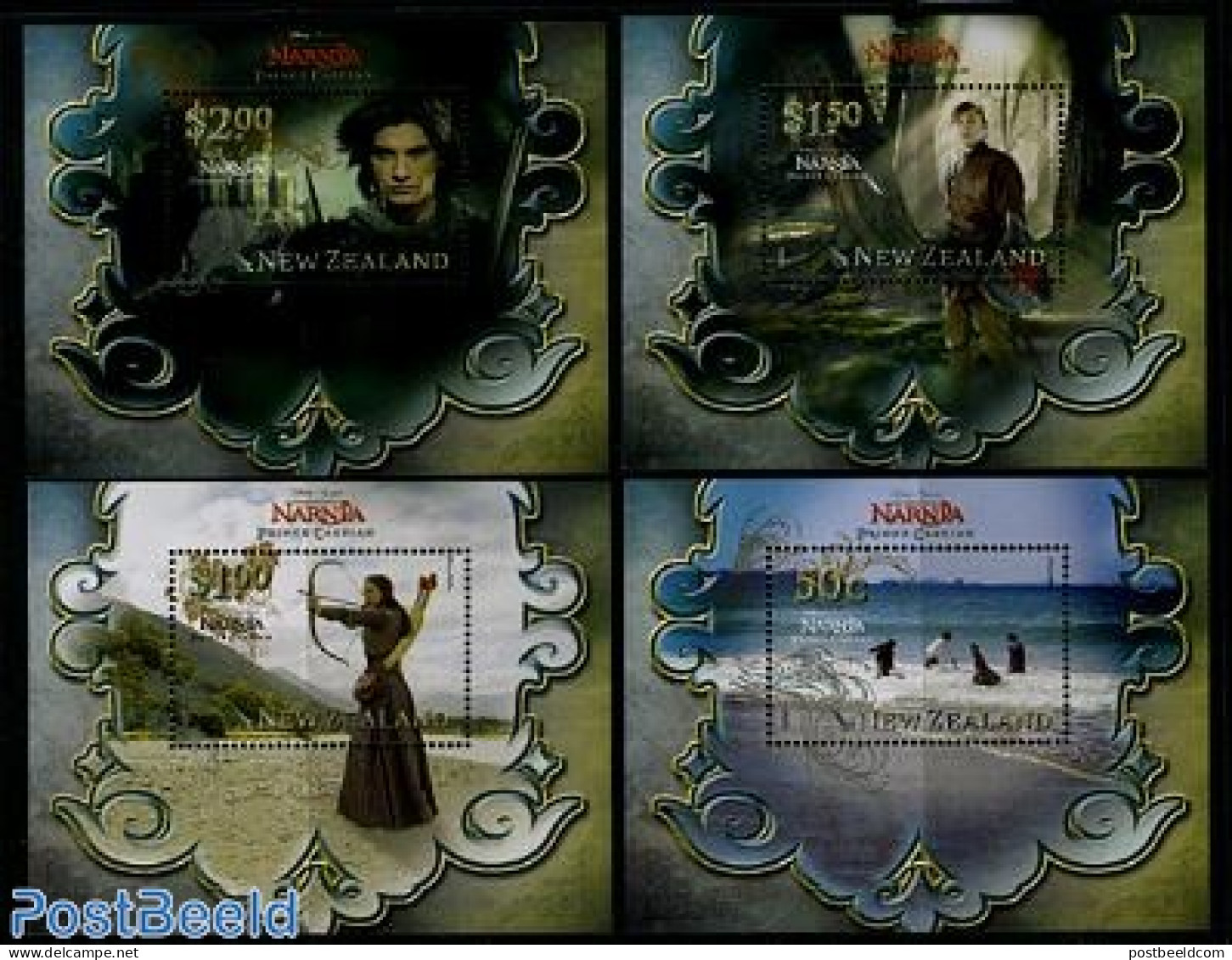New Zealand 2008 Narnia, Prince Caspian 4 S/s, Mint NH, Performance Art - Film - Movie Stars - Unused Stamps