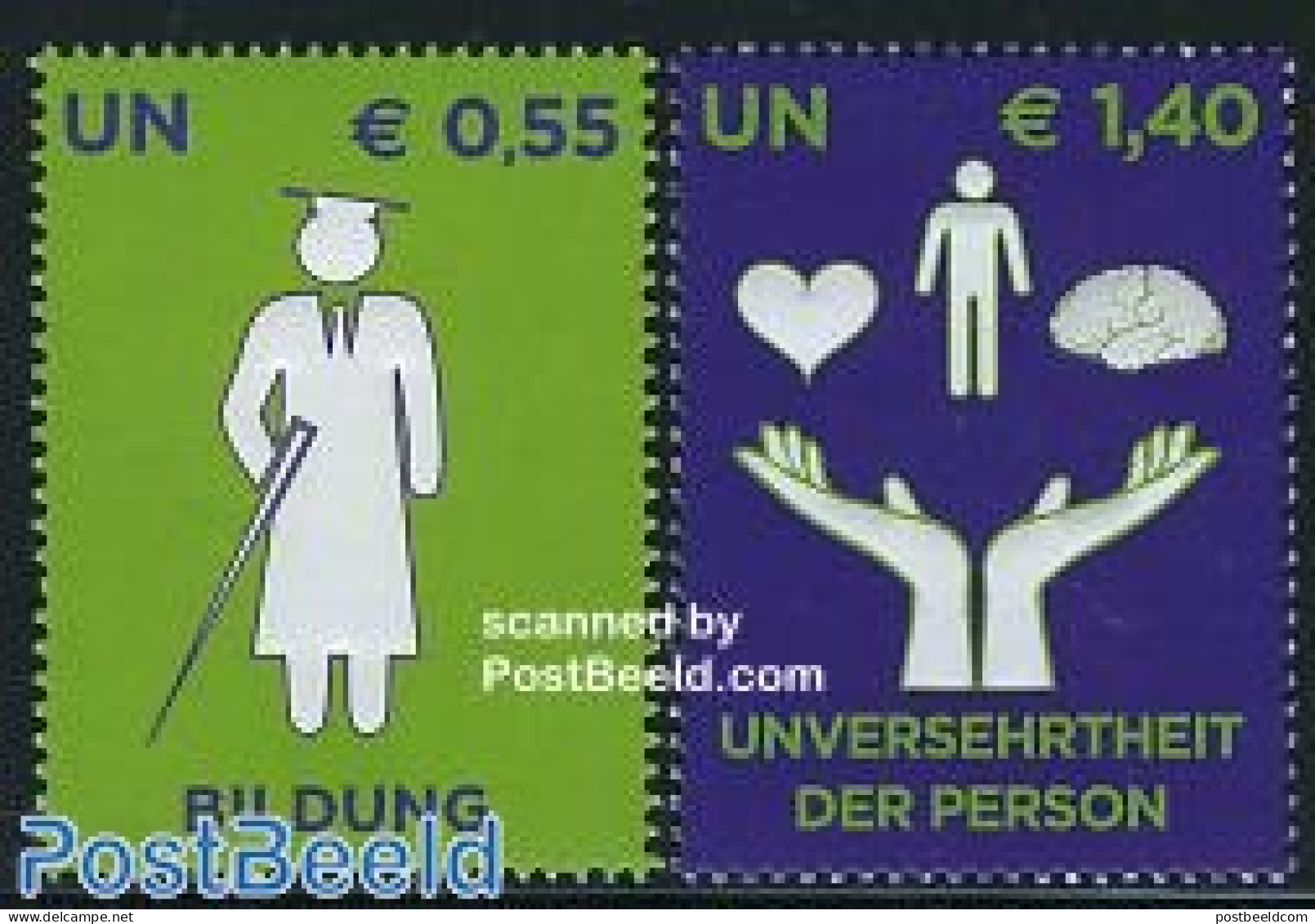 United Nations, Vienna 2008 Rights For Disabled 2v, Mint NH, Health - Disabled Persons - Behinderungen