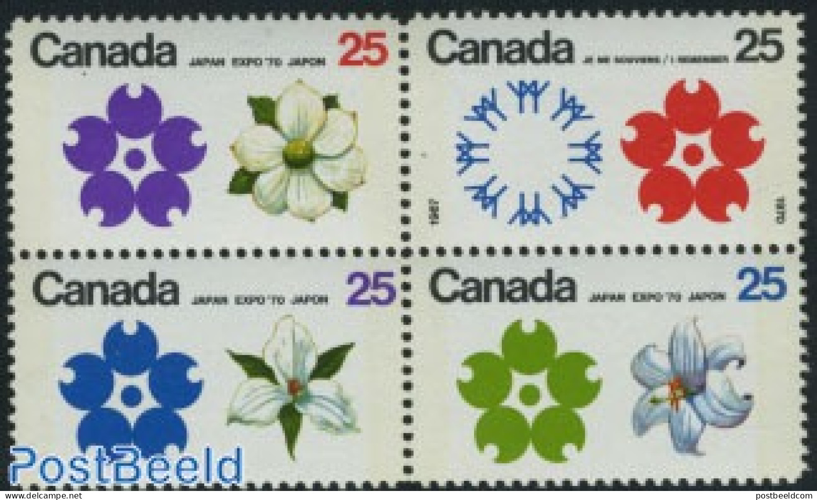 Canada 1970 Expo 1970 4v [+] Or [:::], Phosphor, Mint NH, Nature - Various - Flowers & Plants - World Expositions - Nuovi