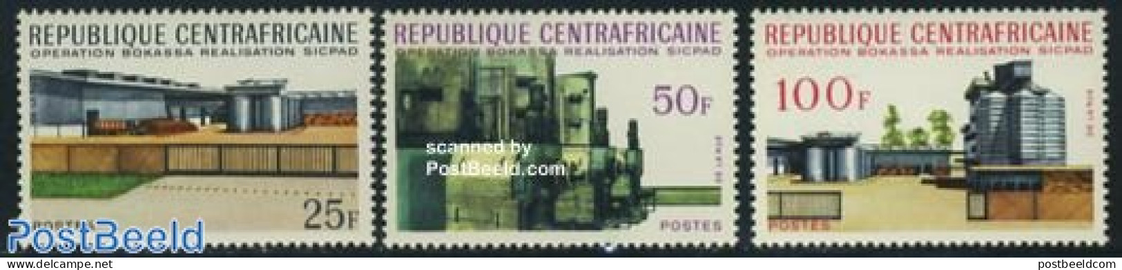 Central Africa 1970 Operation Bokassa 3v, Mint NH, Various - Industry - Fábricas Y Industrias