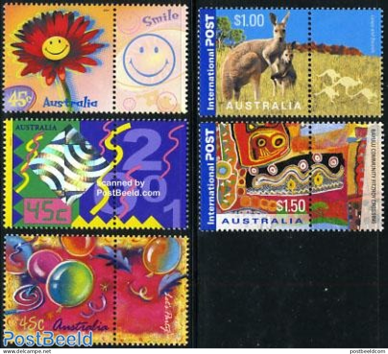 Australia 2001 Greeting Stamps 5v+tabs, Mint NH, Nature - Various - Animals (others & Mixed) - Greetings & Wishing Sta.. - Ongebruikt