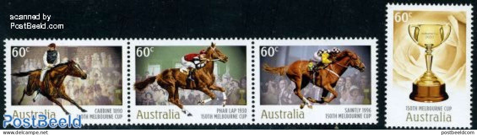 Australia 2010 Melbourne Cup 4v (1v+[::]), Mint NH, Nature - Sport - Horses - Sport (other And Mixed) - Ungebraucht