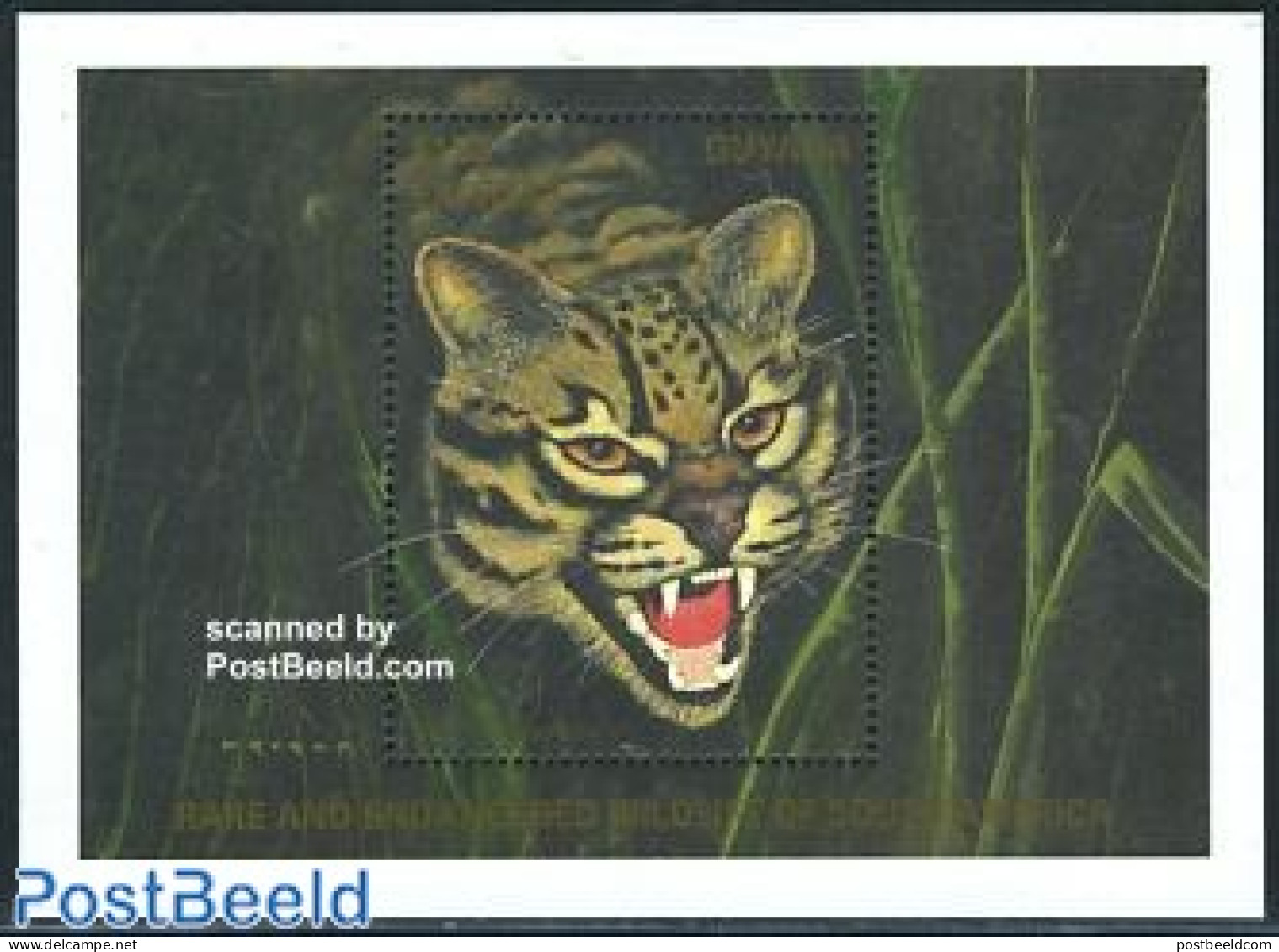 Guyana 1990 Rare Animals S/s, Ocelot, Mint NH, Nature - Animals (others & Mixed) - Cat Family - Guyana (1966-...)