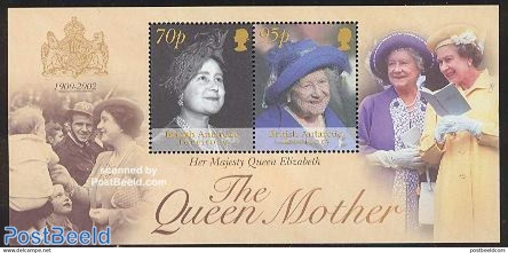 British Antarctica 2002 Queen Mother S/s, Mint NH, History - Kings & Queens (Royalty) - Königshäuser, Adel