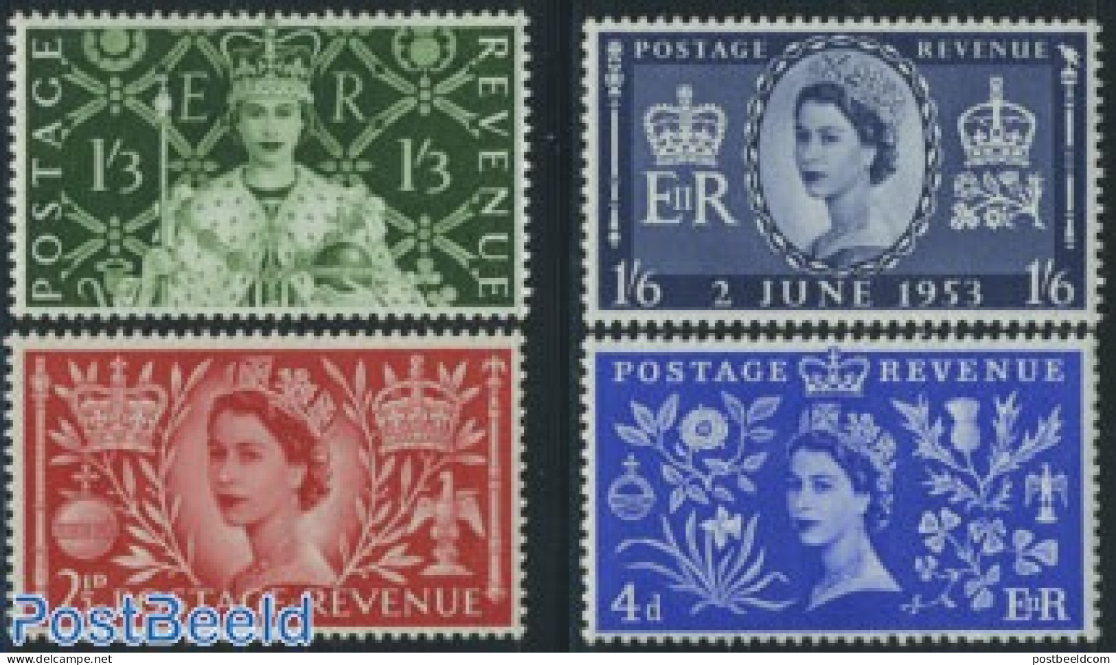 Great Britain 1953 Coronation 4v, Mint NH, History - Kings & Queens (Royalty) - Unused Stamps