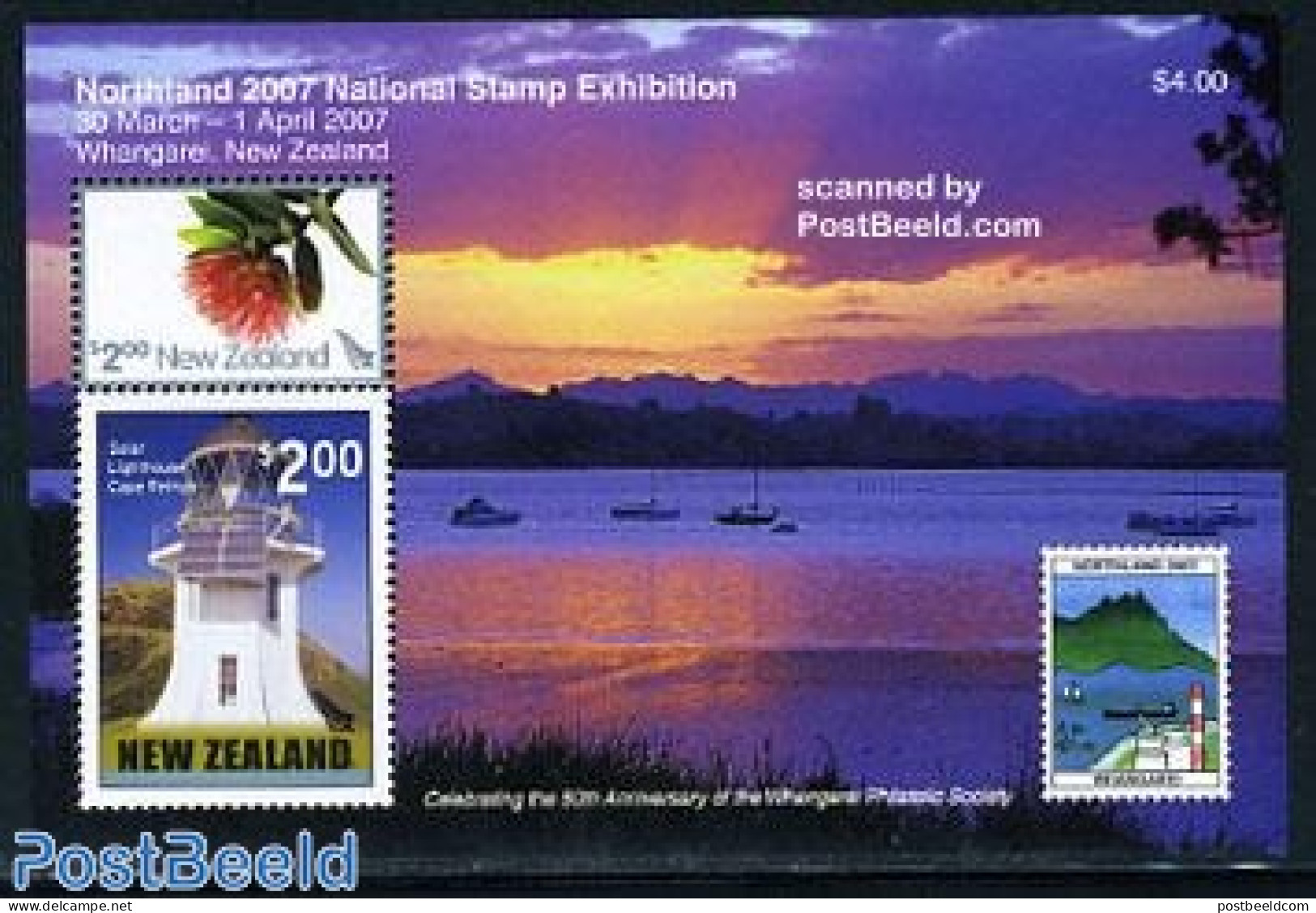New Zealand 2007 Northland 2007 S/s, Mint NH, Nature - Transport - Various - Flowers & Plants - Ships And Boats - Ligh.. - Ongebruikt