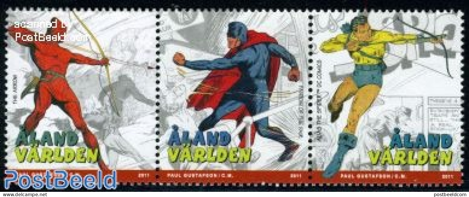 Aland 2011 Superheroes 3v [::], Mint NH, Art - Comics (except Disney) - Bandes Dessinées